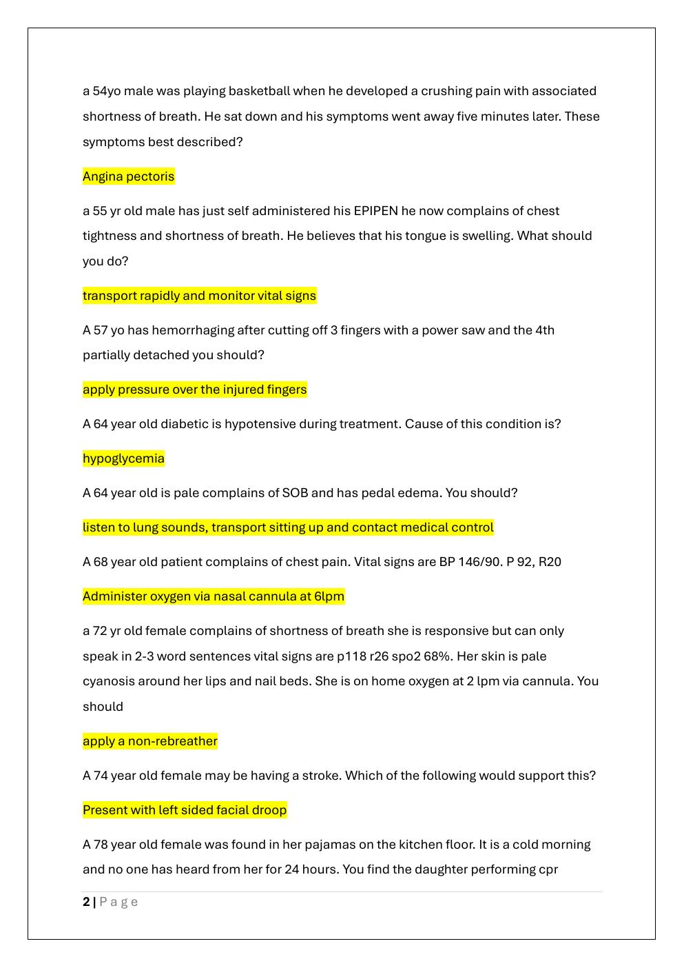 Preview page 2 of EMT READINESS EXAM 2 PREP