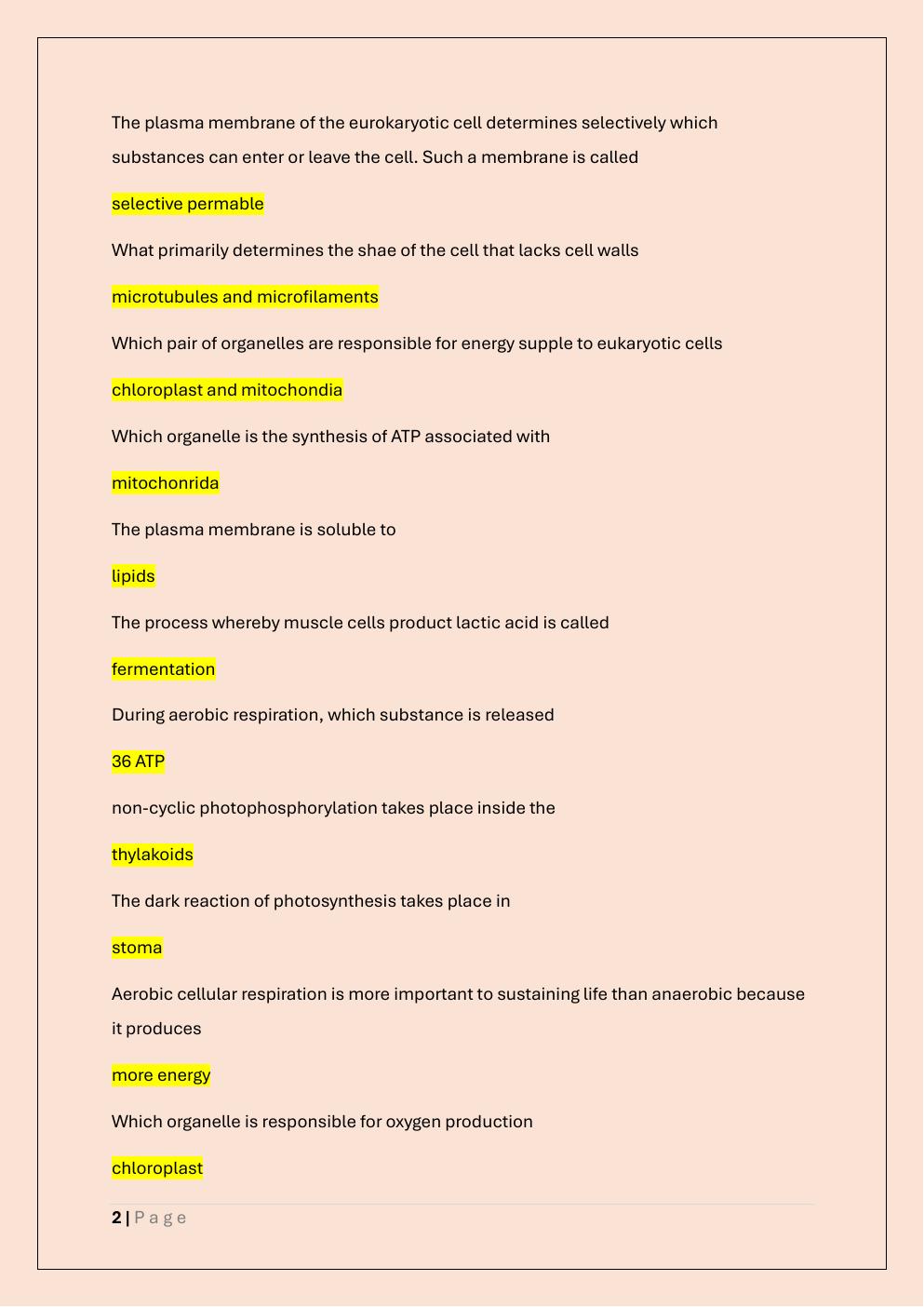 Preview page 2 of HESI A2 BIOLOGY EXAM