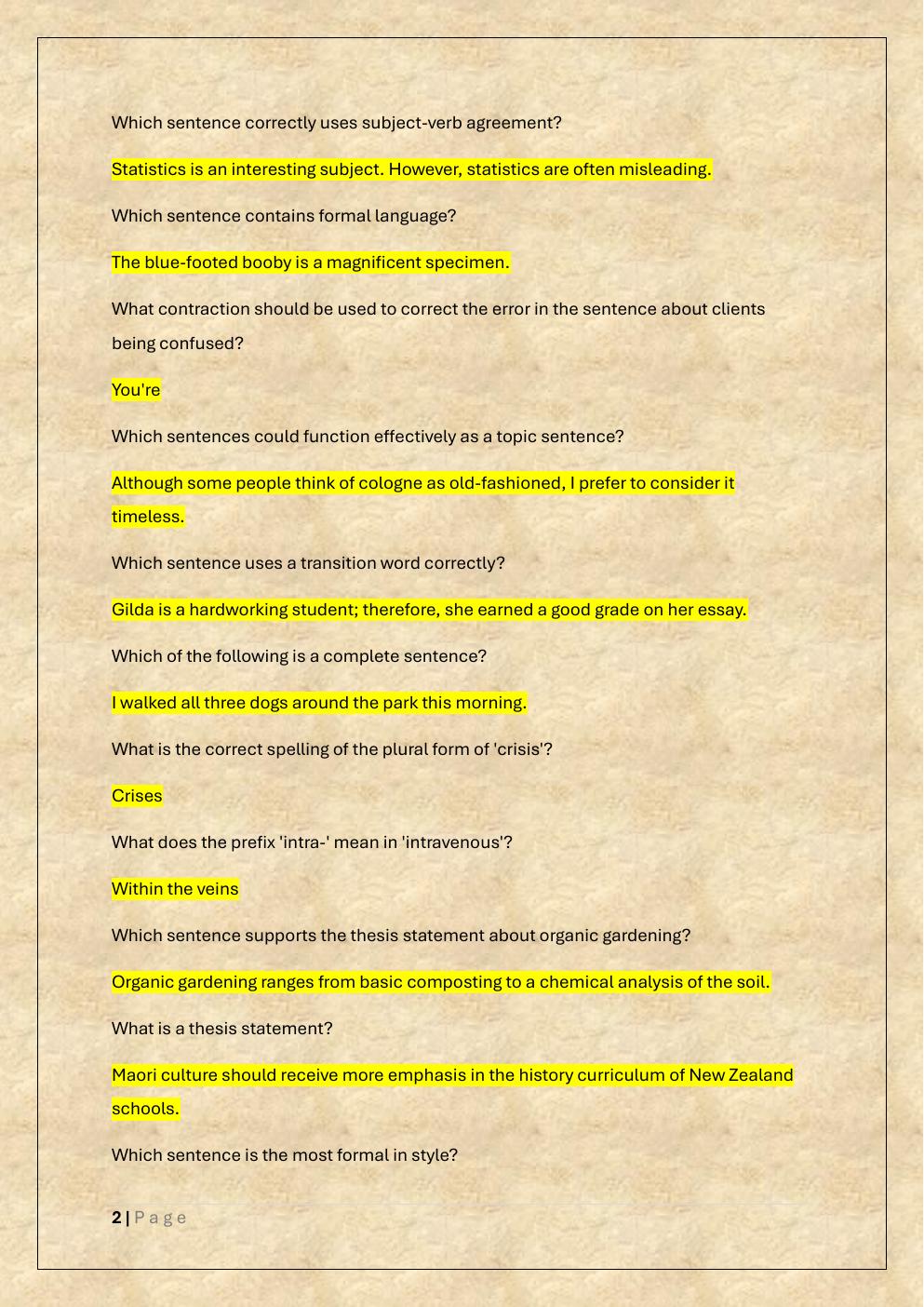 Preview page 2 of ENGLISH AND LANGUAGE USAGE TEAS  EXAM