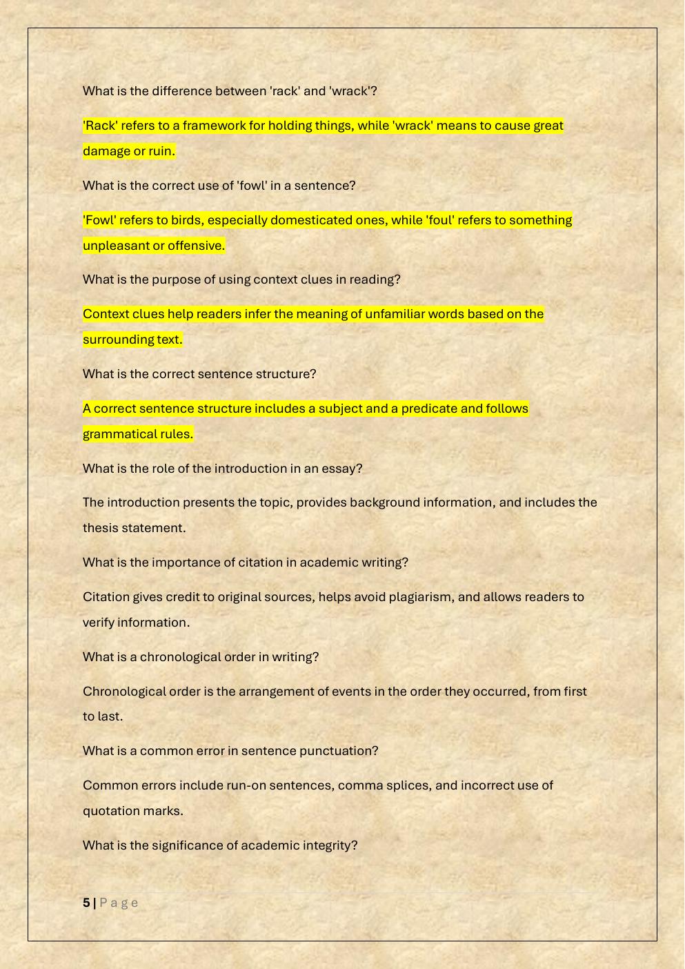 Preview page 5 of ENGLISH AND LANGUAGE USAGE TEAS  EXAM