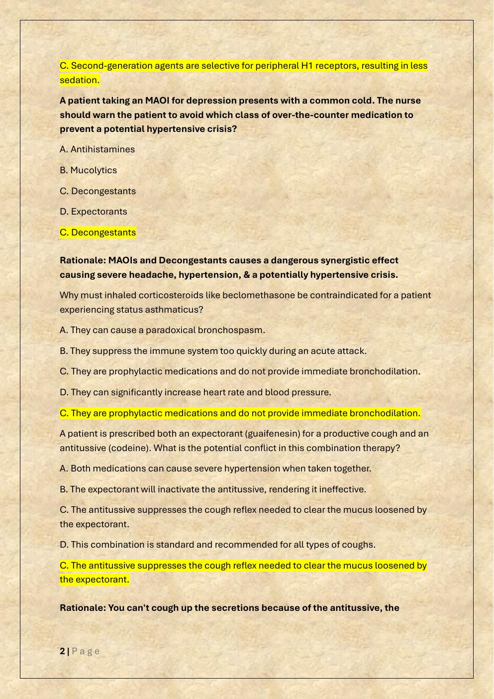 Preview page 2 of NU 150 EXAM 2 /NU 150 PHARMACOLOGY  EXAM 2 PRACTICE EXAM