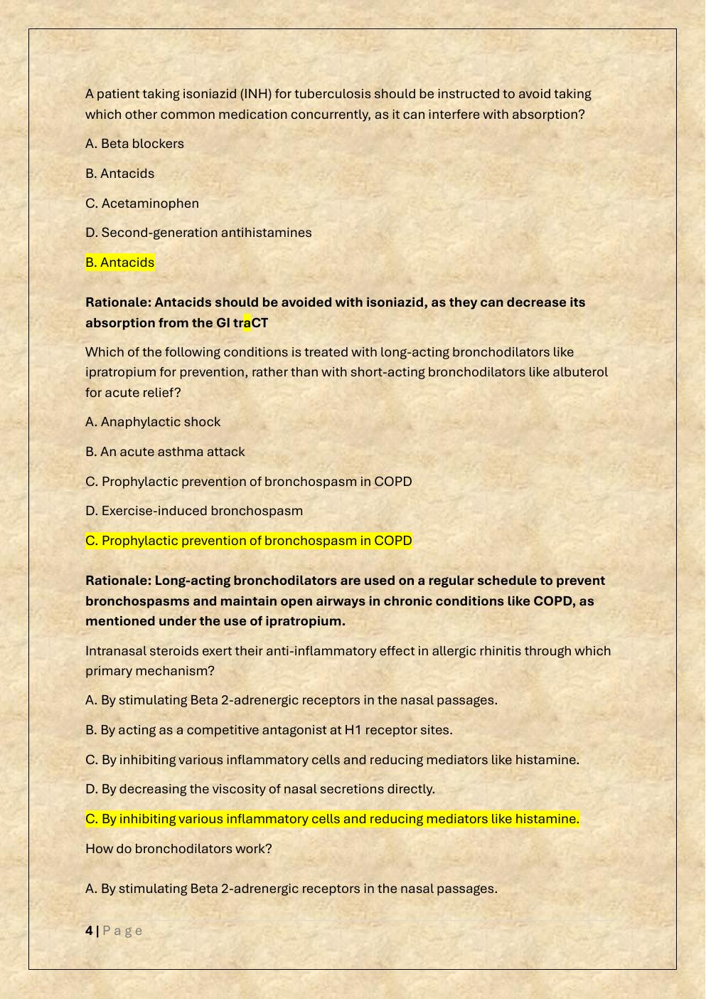 Preview page 4 of NU 150 EXAM 2 /NU 150 PHARMACOLOGY  EXAM 2 PRACTICE EXAM