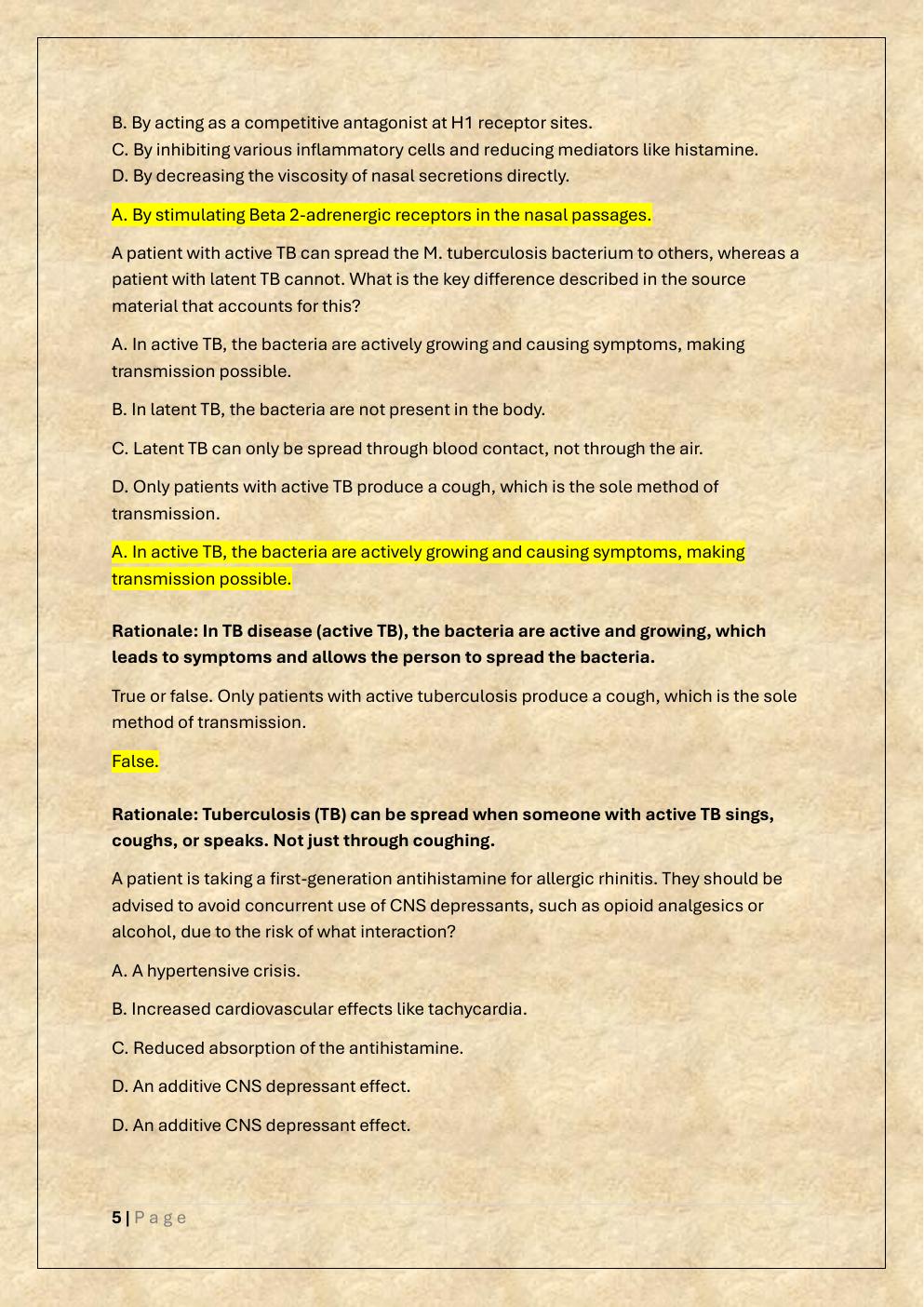 Preview page 5 of NU 150 EXAM 2 /NU 150 PHARMACOLOGY  EXAM 2 PRACTICE EXAM