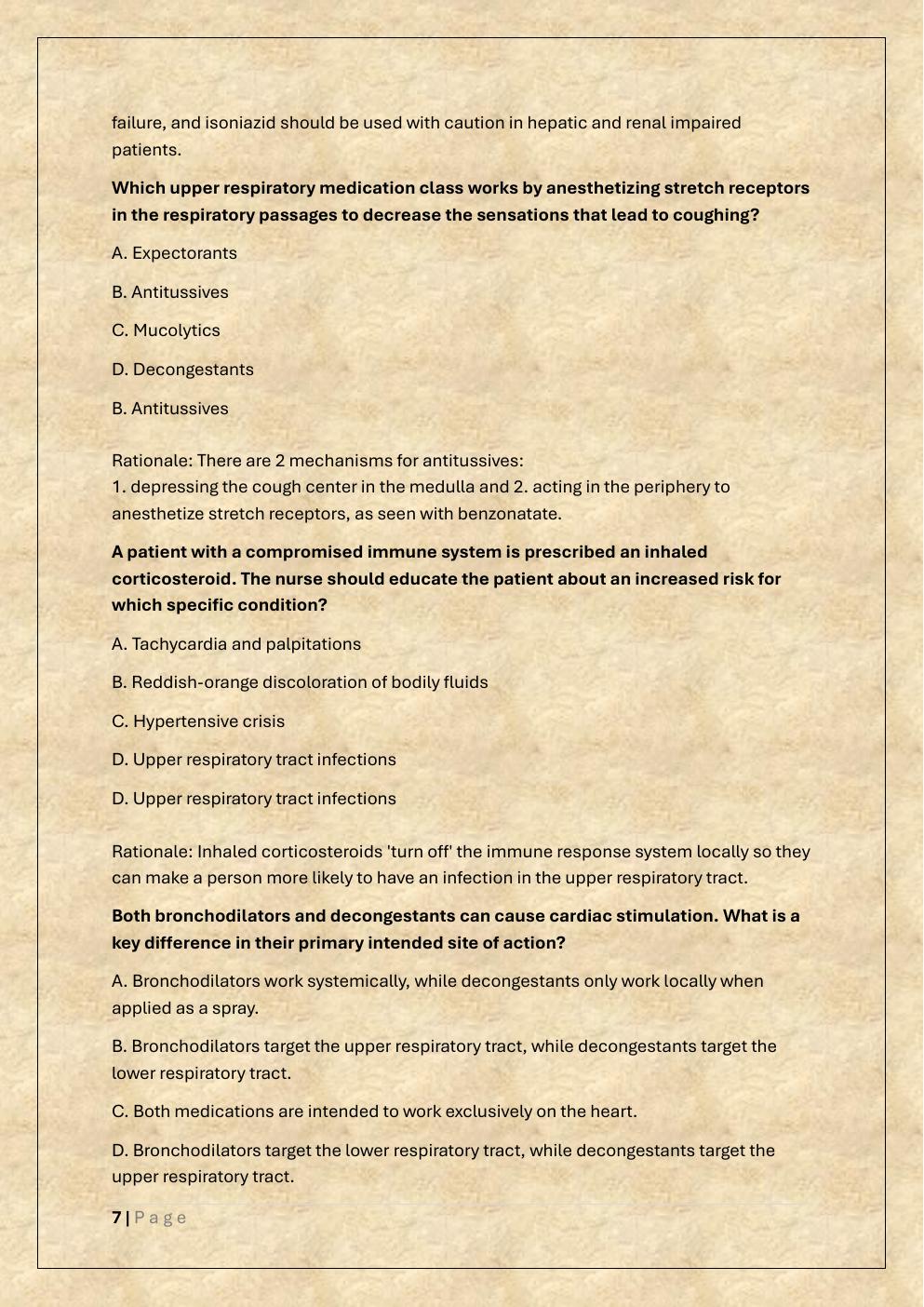 Preview page 7 of NU 150 EXAM 2 /NU 150 PHARMACOLOGY  EXAM 2 PRACTICE EXAM