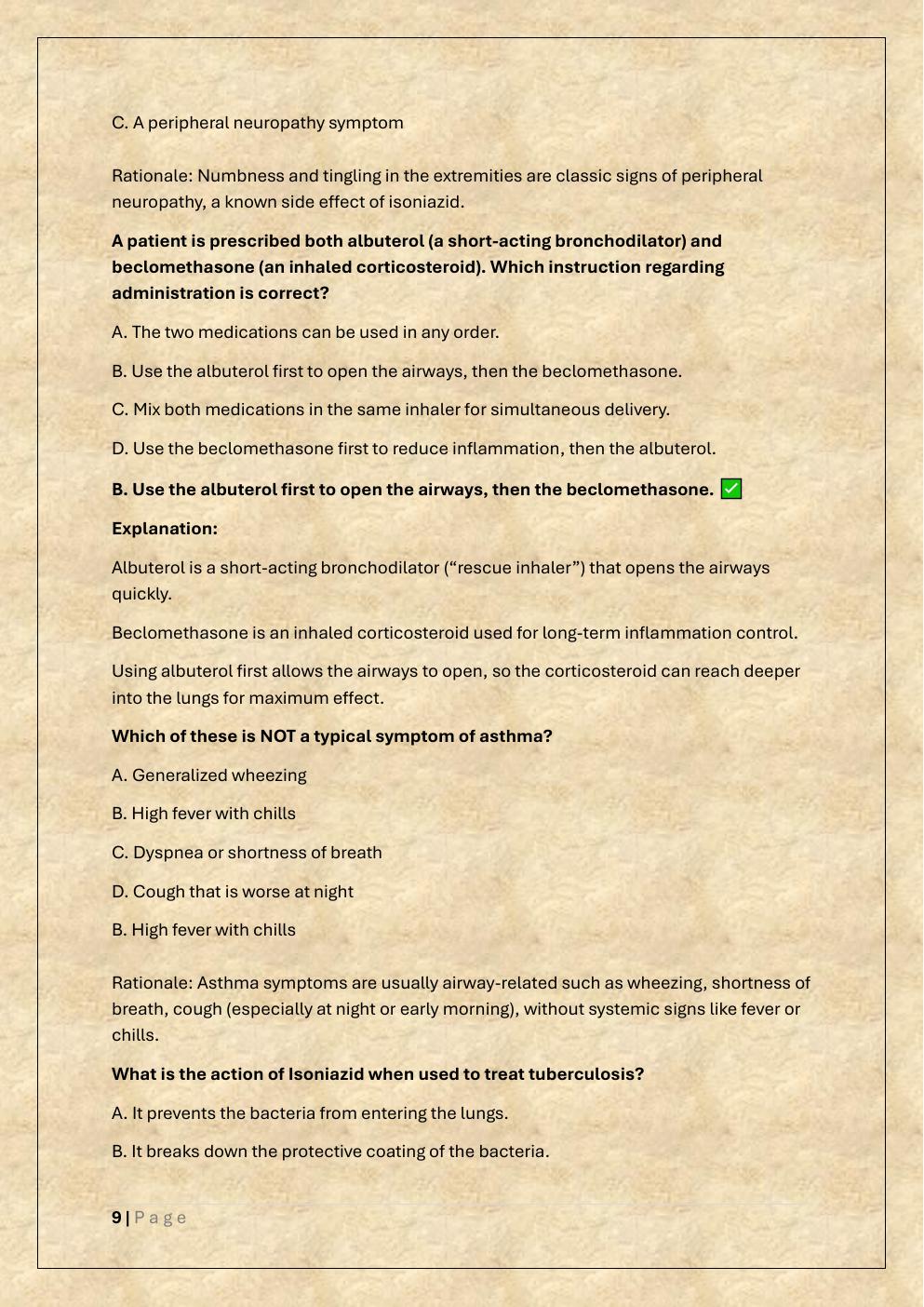 Preview page 9 of NU 150 EXAM 2 /NU 150 PHARMACOLOGY  EXAM 2 PRACTICE EXAM