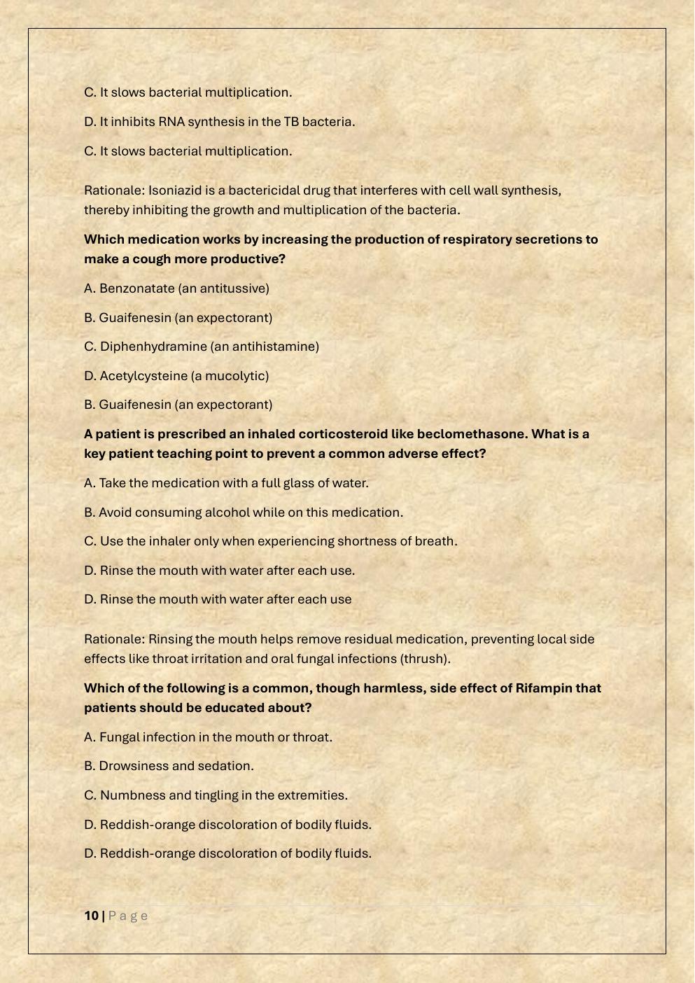 Preview page 10 of NU 150 EXAM 2 /NU 150 PHARMACOLOGY  EXAM 2 PRACTICE EXAM