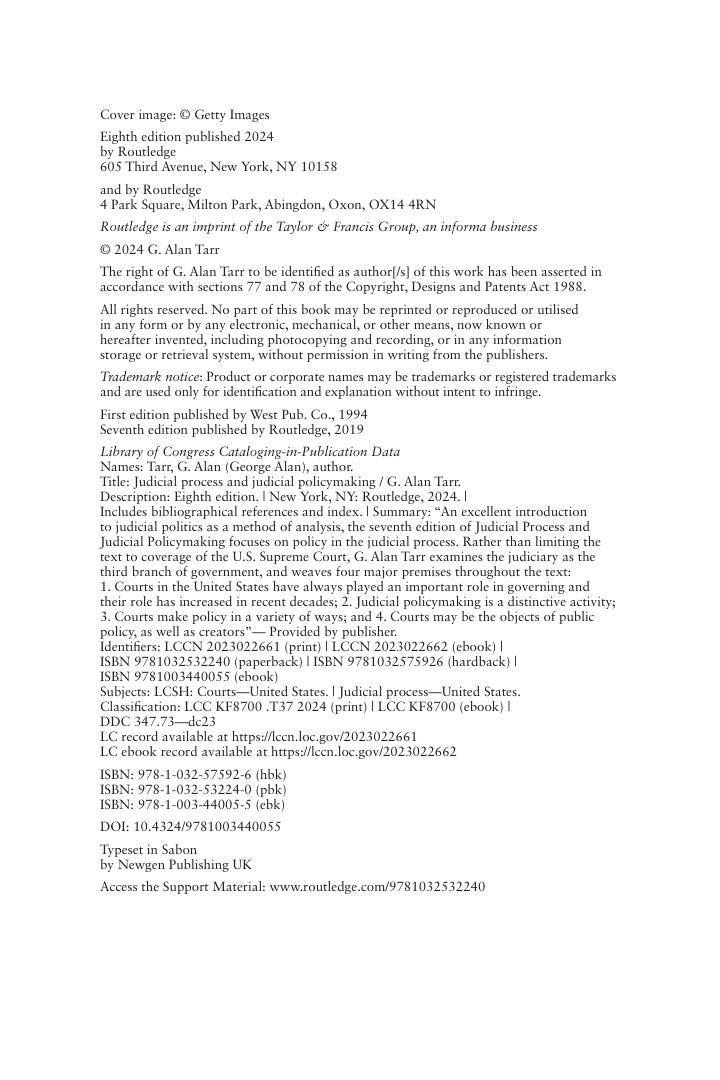 Preview page 5 of Judicial Process and Judicial Policymaking 8th Edition by Alan Tarr