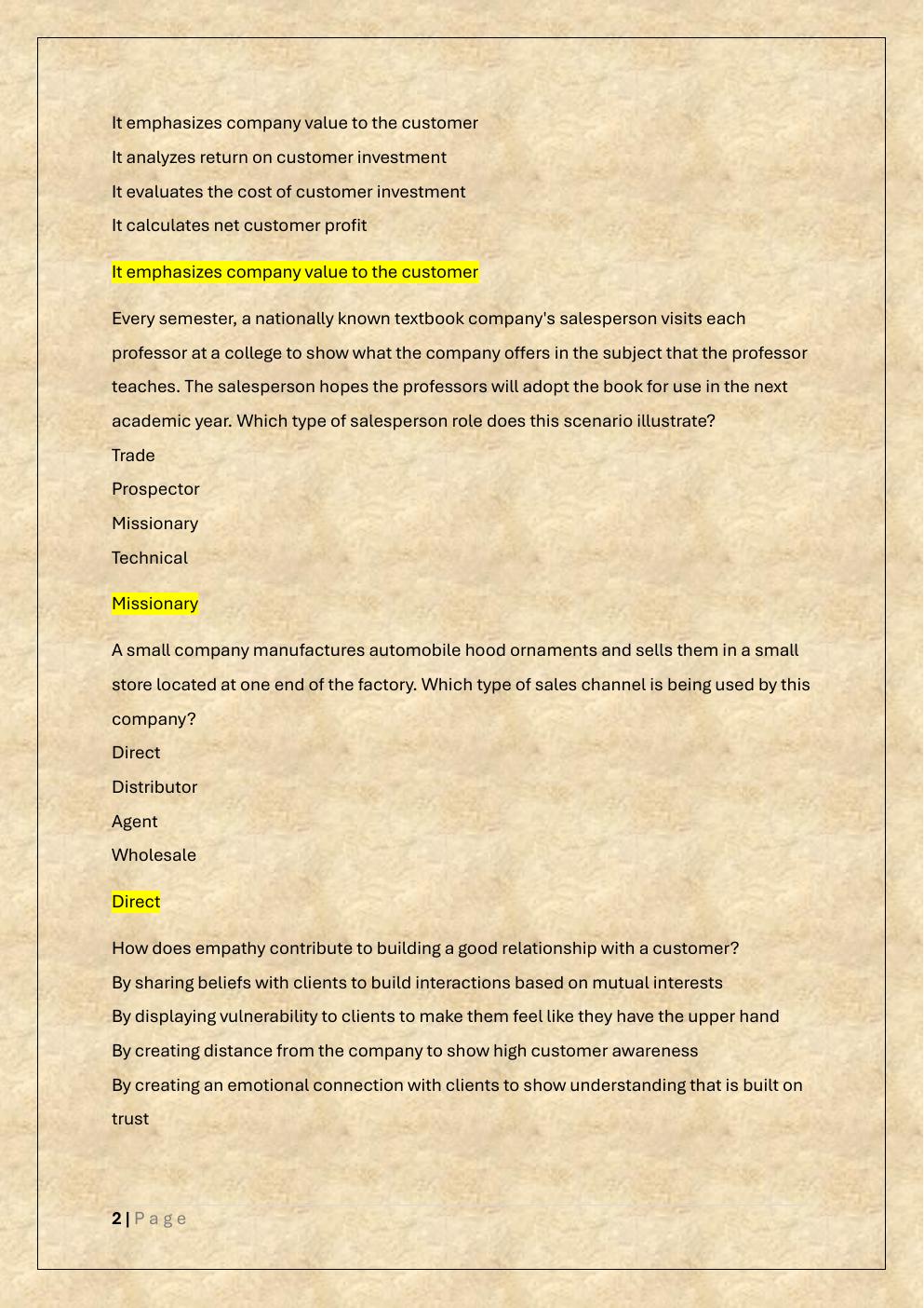 Preview page 2 of WGU D099 SALES MANAGEMENT /PRE  ASSESSMENT EXAM