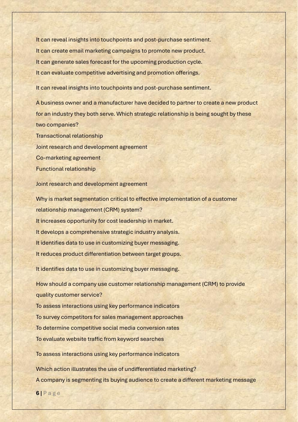 Preview page 6 of WGU D099 SALES MANAGEMENT /PRE  ASSESSMENT EXAM