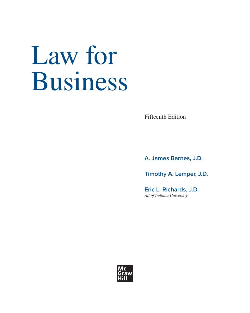 Preview page 2 of Law for Business 15th Edition James Barnes, Tim Lemper, Eric Richards