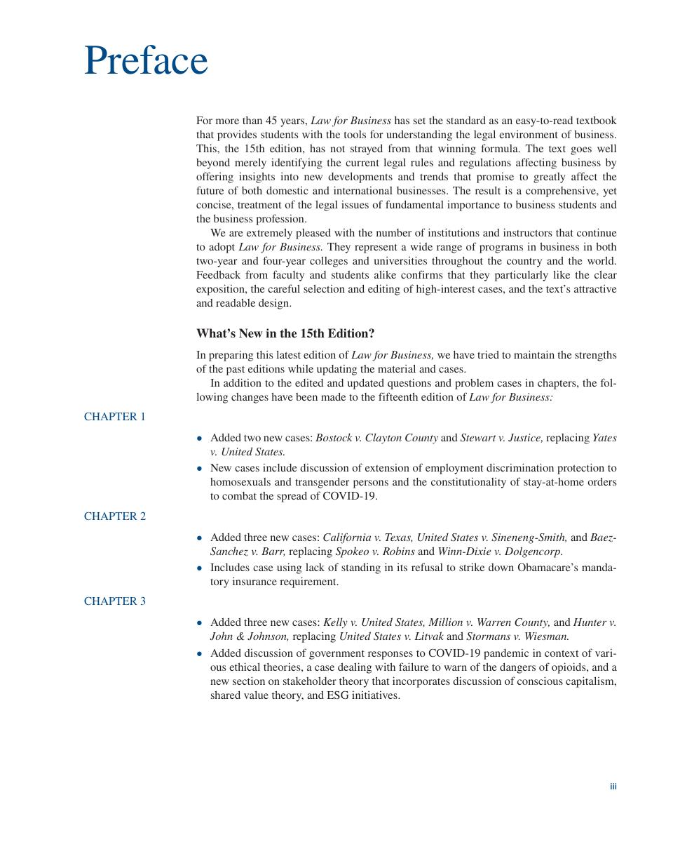 Preview page 4 of Law for Business 15th Edition James Barnes, Tim Lemper, Eric Richards