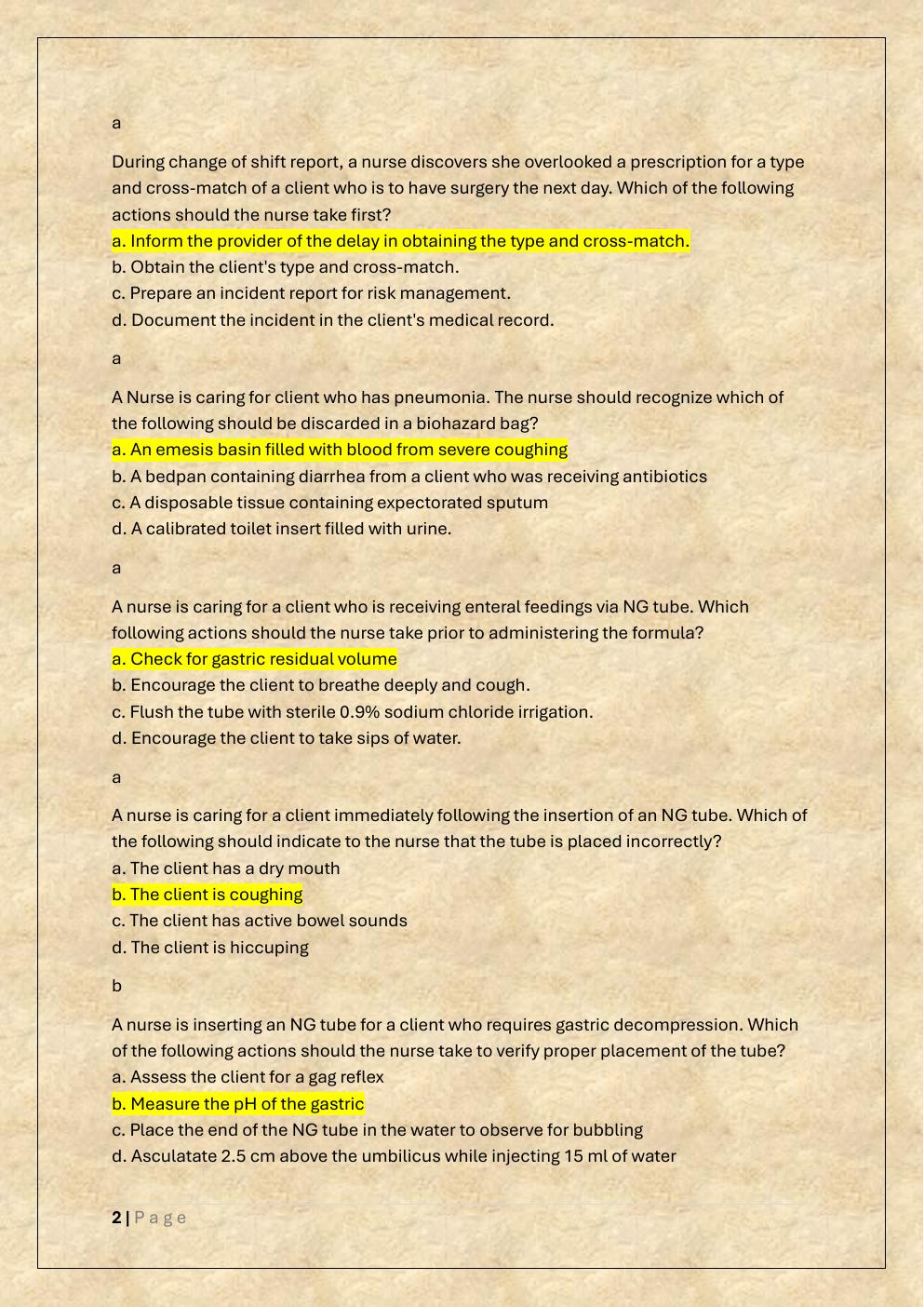 Preview page 2 of ATI FUNDAMENTALS PROCTORED EXAM