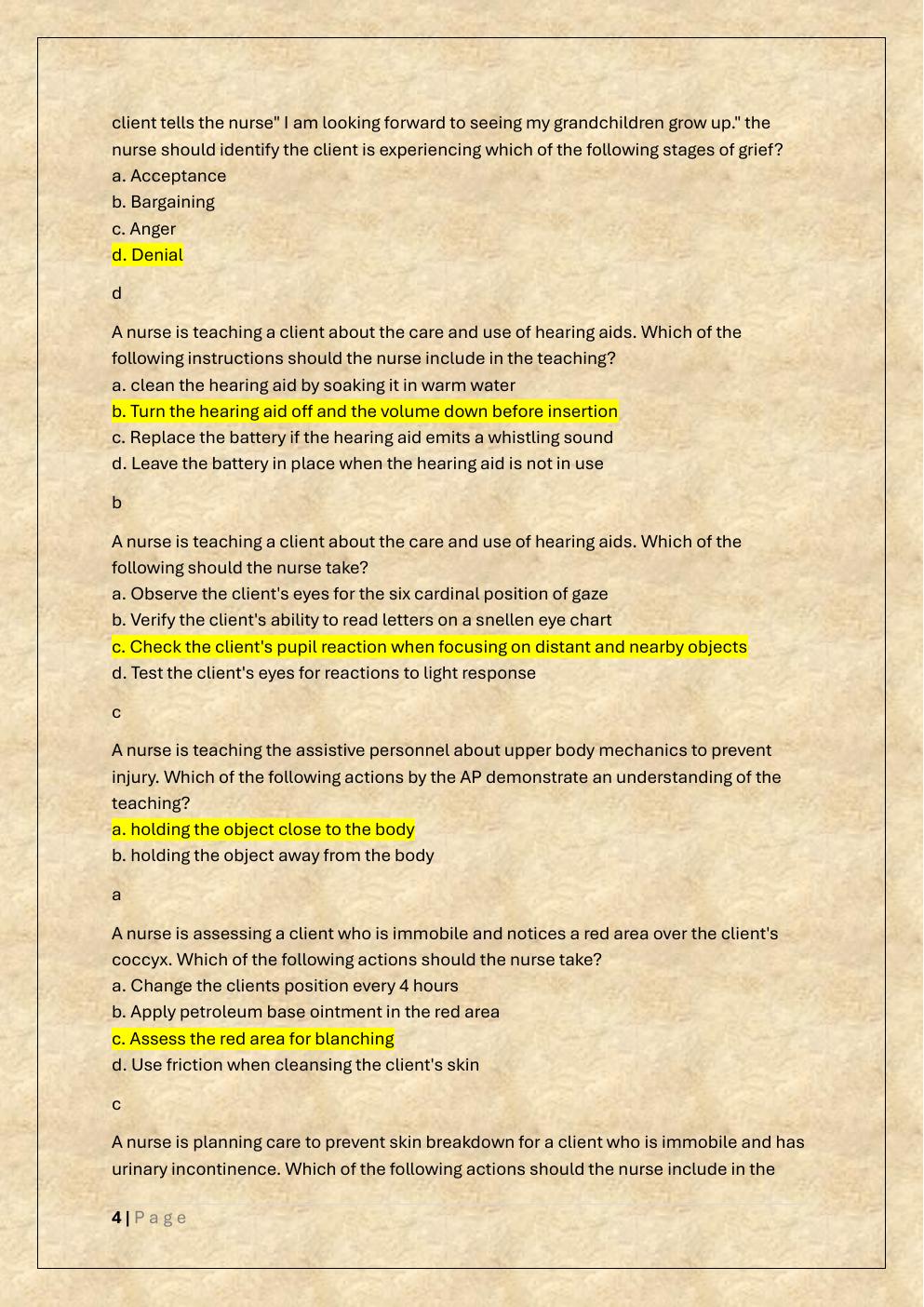 Preview page 4 of ATI FUNDAMENTALS PROCTORED EXAM