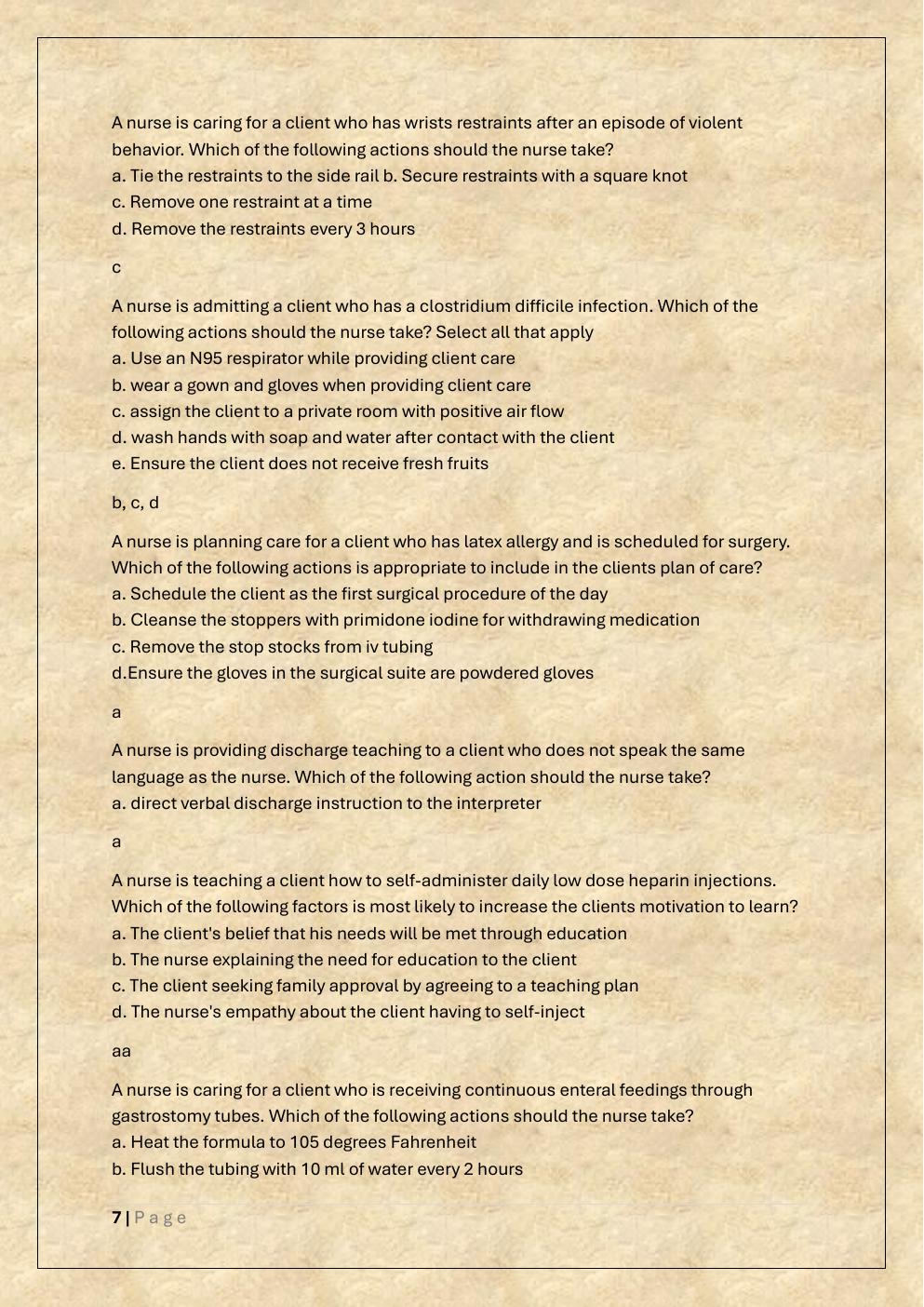 Preview page 7 of ATI FUNDAMENTALS PROCTORED EXAM