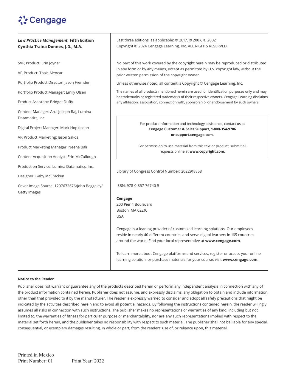 Preview page 5 of Law Practice Management 5th Editions by Cynthia Traina Donnes