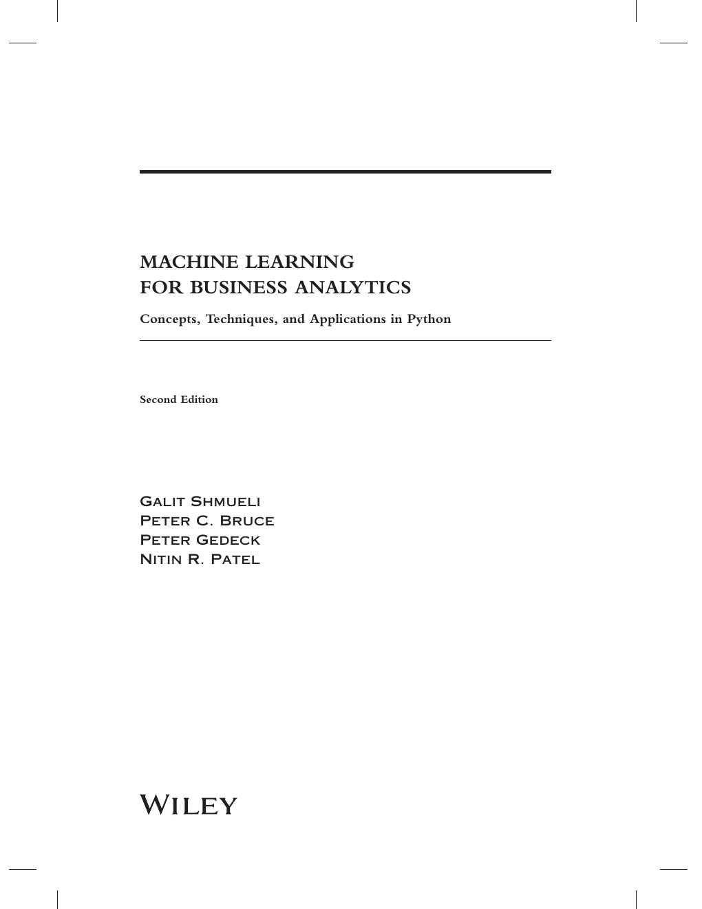 Preview page 5 of Machine Learning for Business Analytics Concepts, Techniques, and Applications in Python 2nd Edition by Galit Shmueli, P