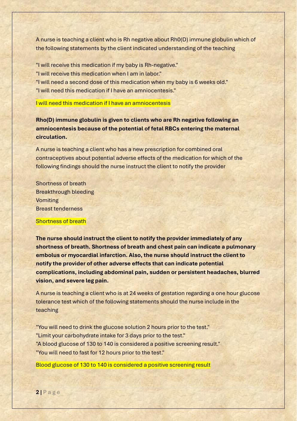 Preview page 2 of MATERNAL NEWBORN ATI B EXAM