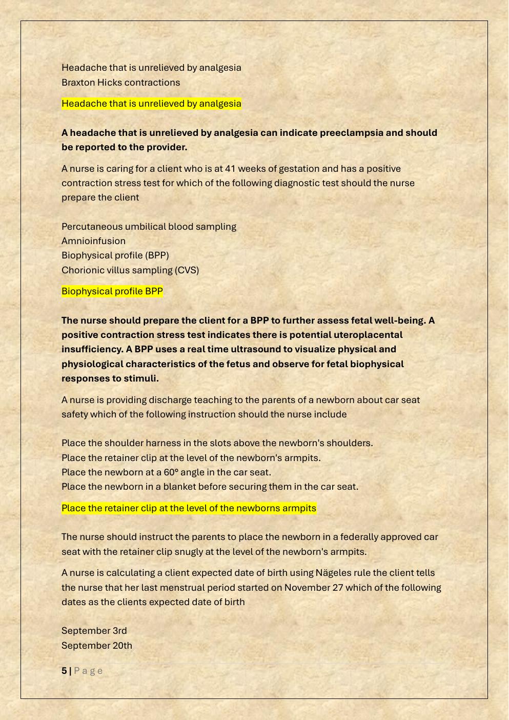 Preview page 5 of MATERNAL NEWBORN ATI B EXAM