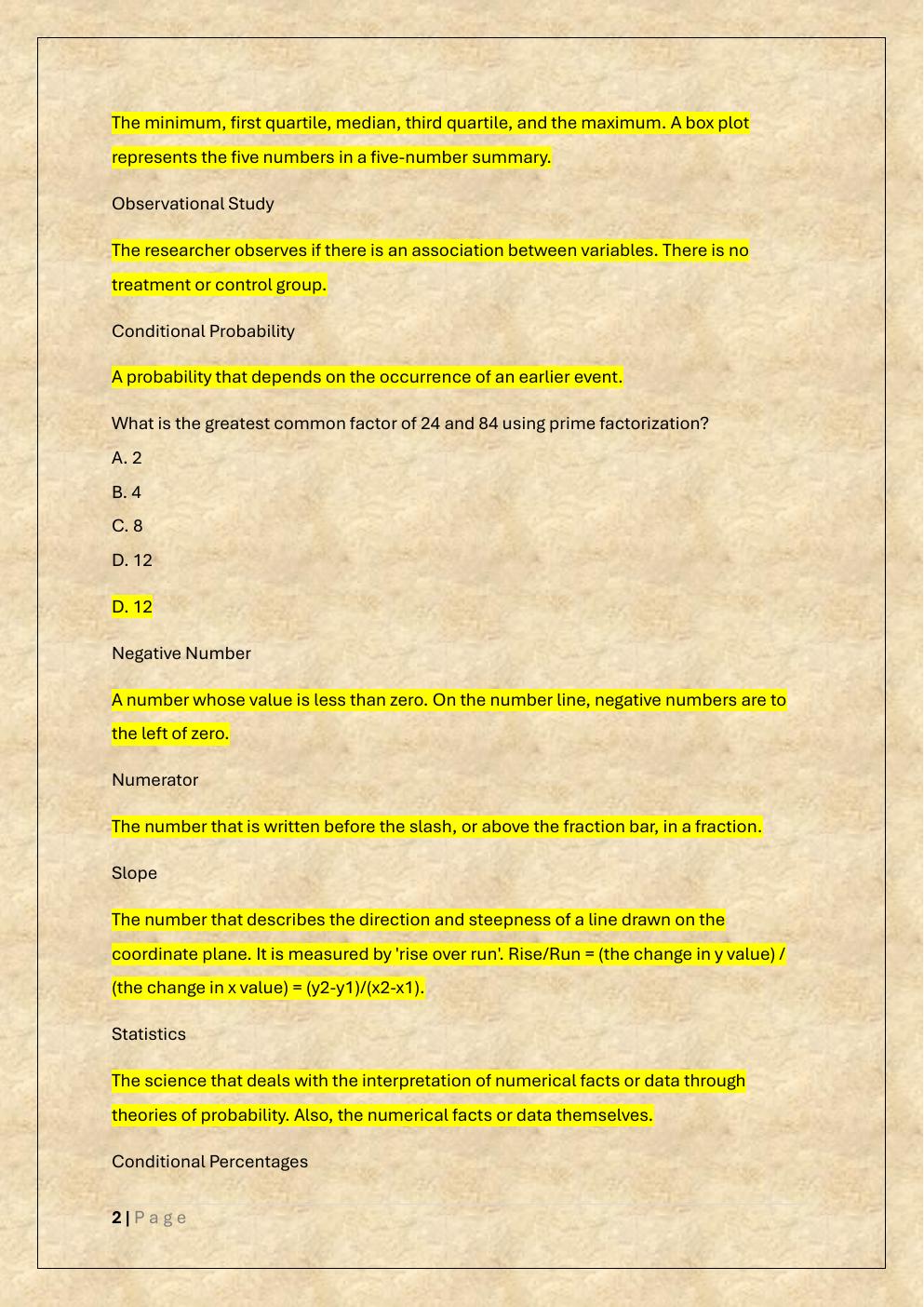 Preview page 2 of WGU C784 -APPLIED HEALTHCARE  STATISTICS OBJECTIVE ASSESSMENT #1  EXAM