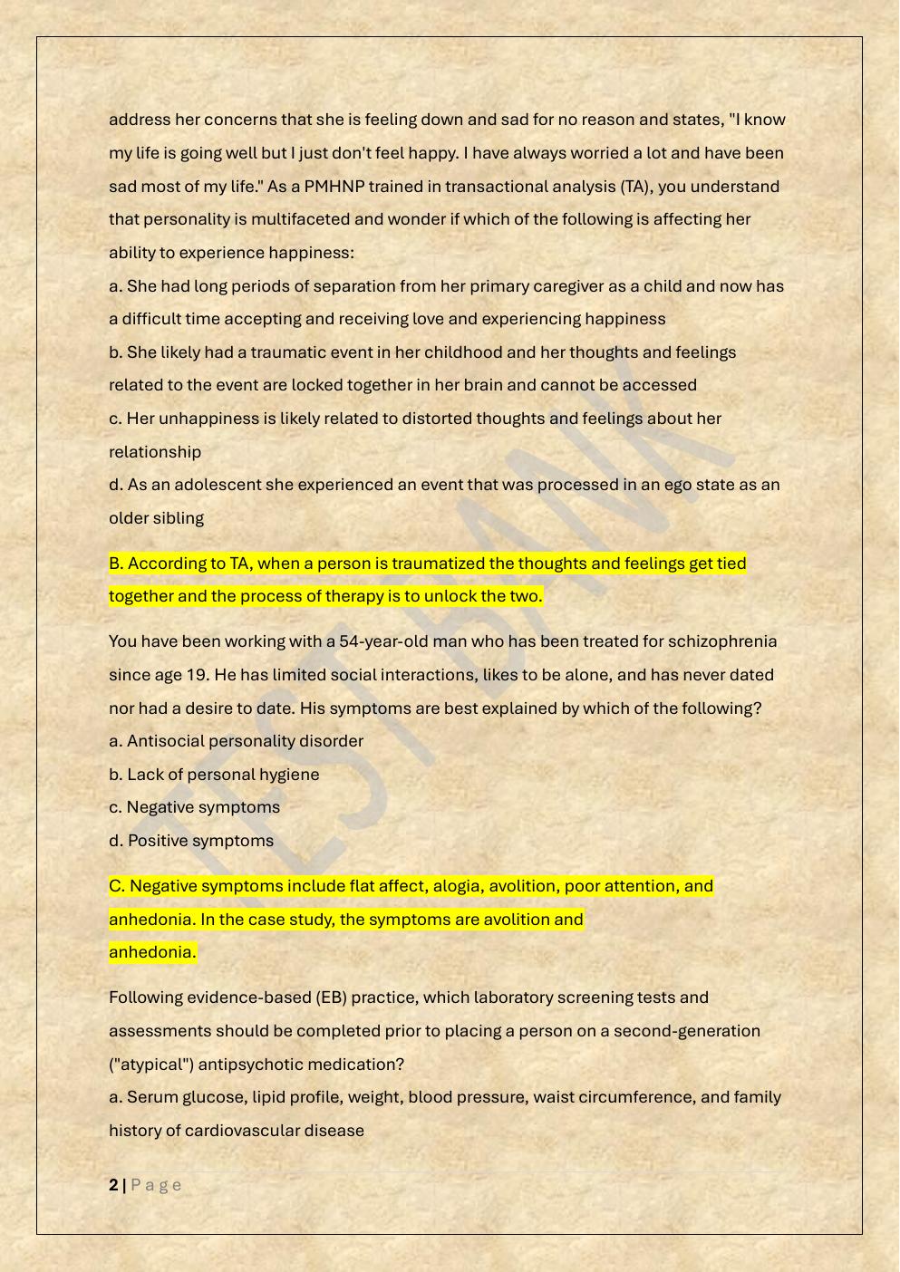 Preview page 2 of GEORGETTE REVIEW PMHNP EXAM TEST  BANK