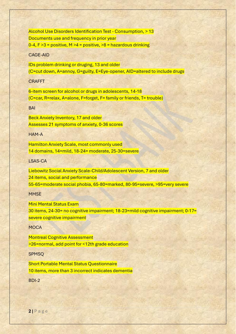 Preview page 2 of PMHNP  COMPREHENSIVE EXAM TEST BANK