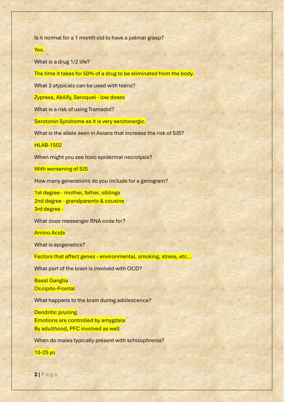 Preview page 2 of PMHNP EXAM REPORTED QUESTIONS