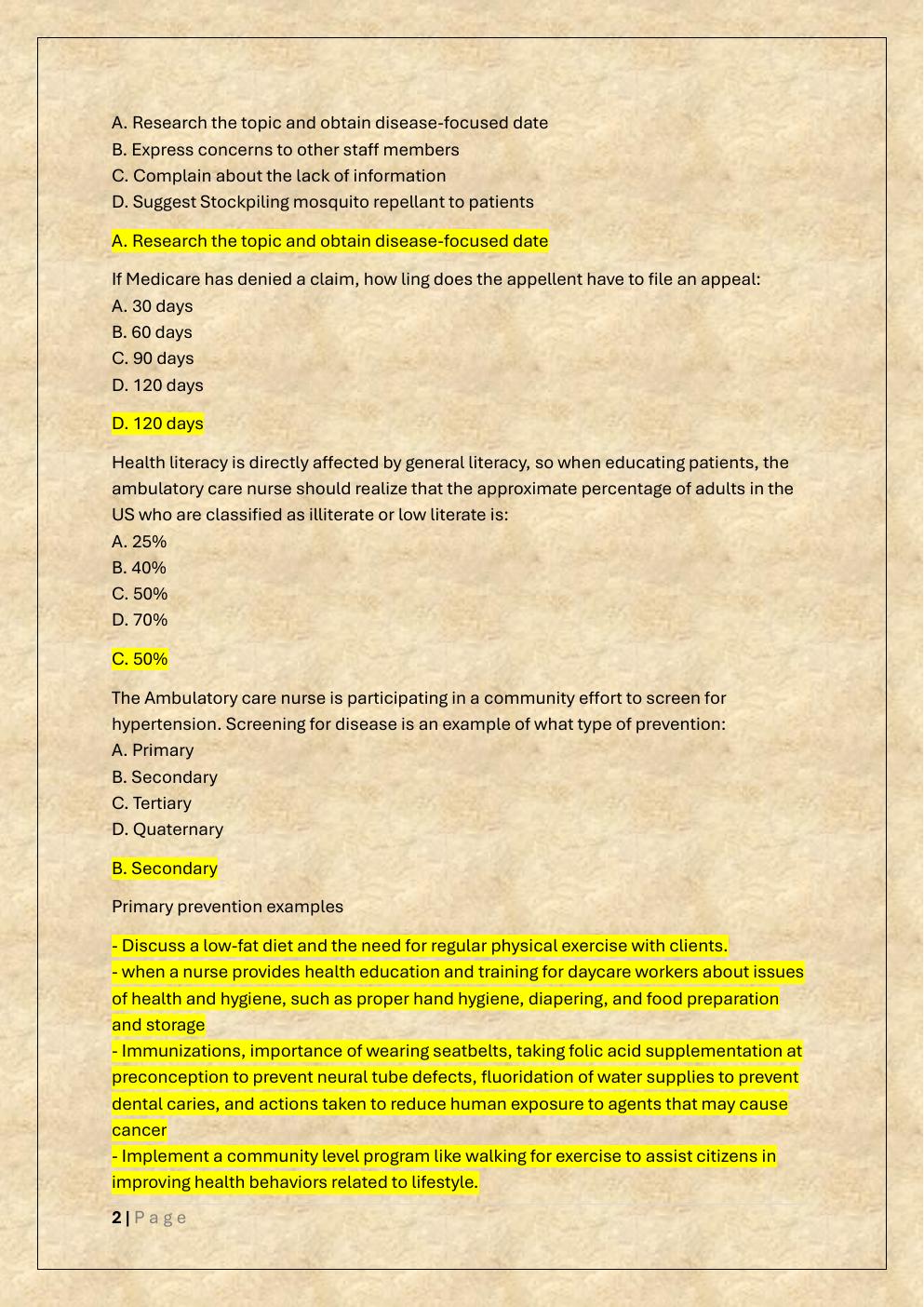 Preview page 2 of AMBULATORY CARE NURSE CERTIFICATION  EXAM (ANCC) STUDY GUIDE, PRACTICE  EXAM AND STUDY GUIDE EXAM