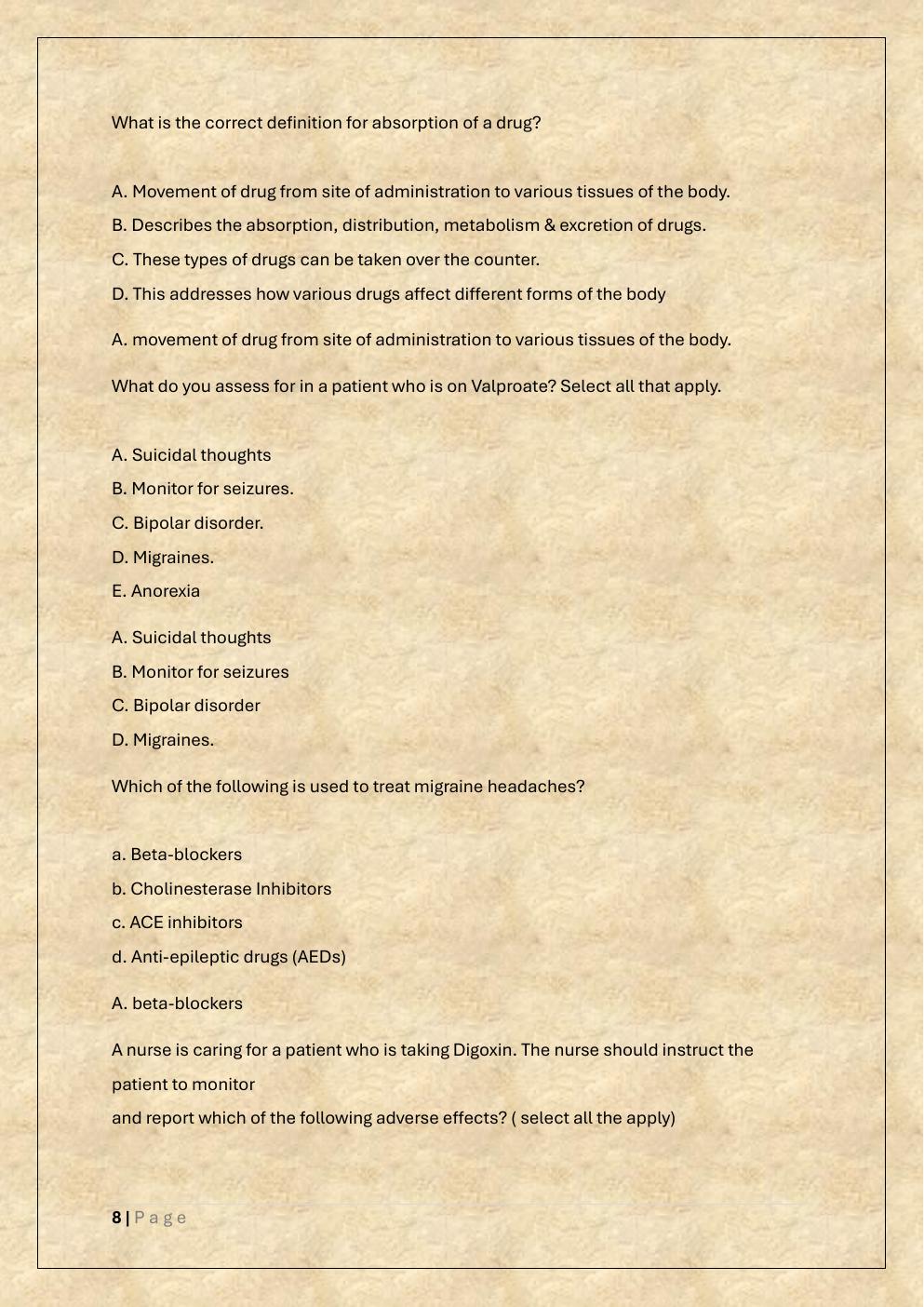 Preview page 8 of ATI RN PHARMACOLOGY RETAKE 2 EXAM