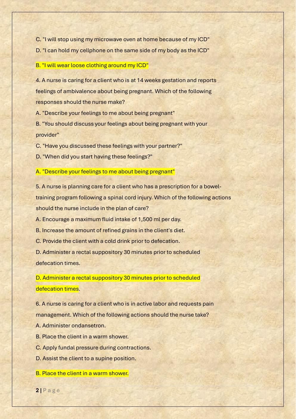 Preview page 2 of NGN ATI EXIT RN COMPREHENSIVE  PREDICTOR RETAKE EXAM (FORM A, B &  C) EXAM