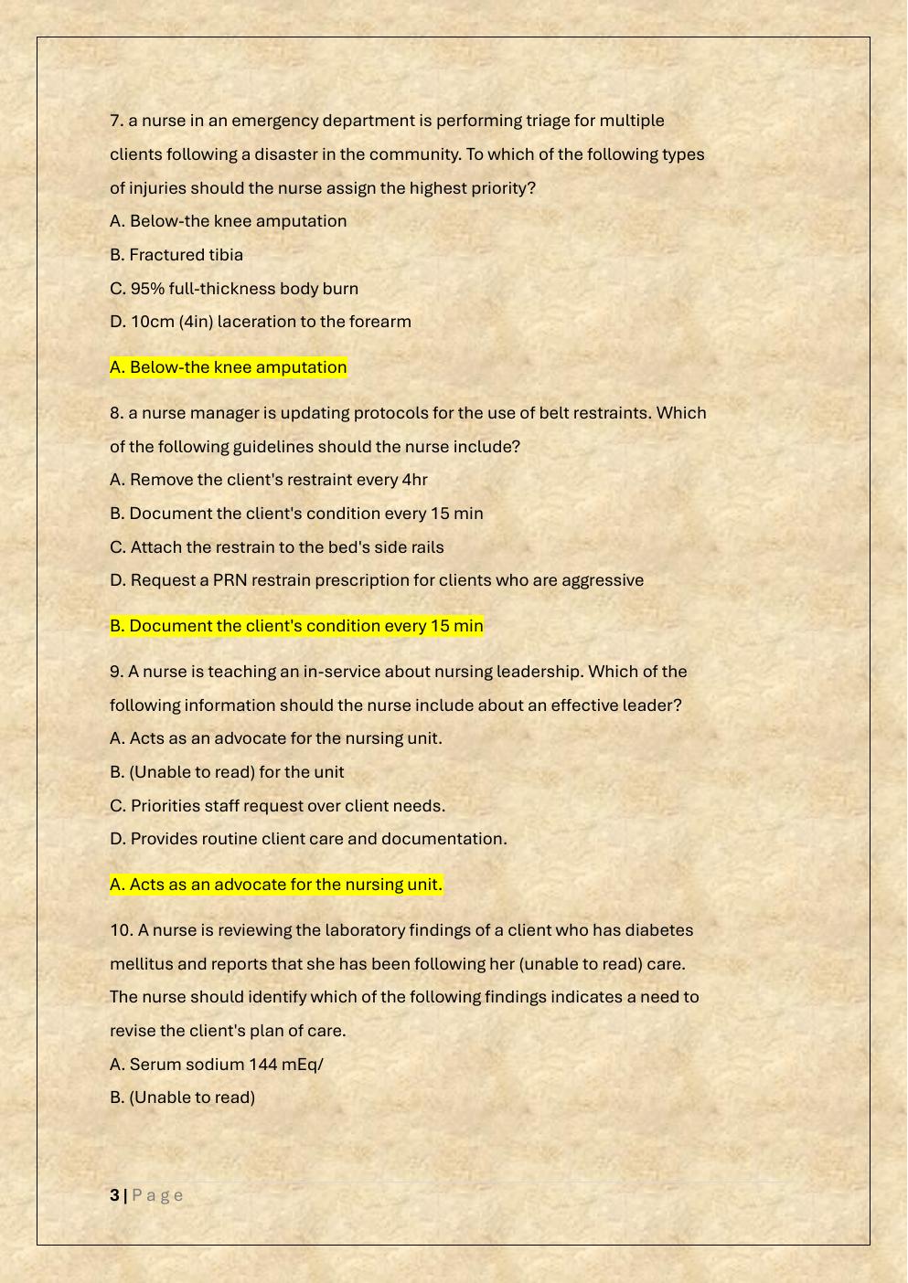 Preview page 3 of NGN ATI EXIT RN COMPREHENSIVE  PREDICTOR RETAKE EXAM (FORM A, B &  C) EXAM