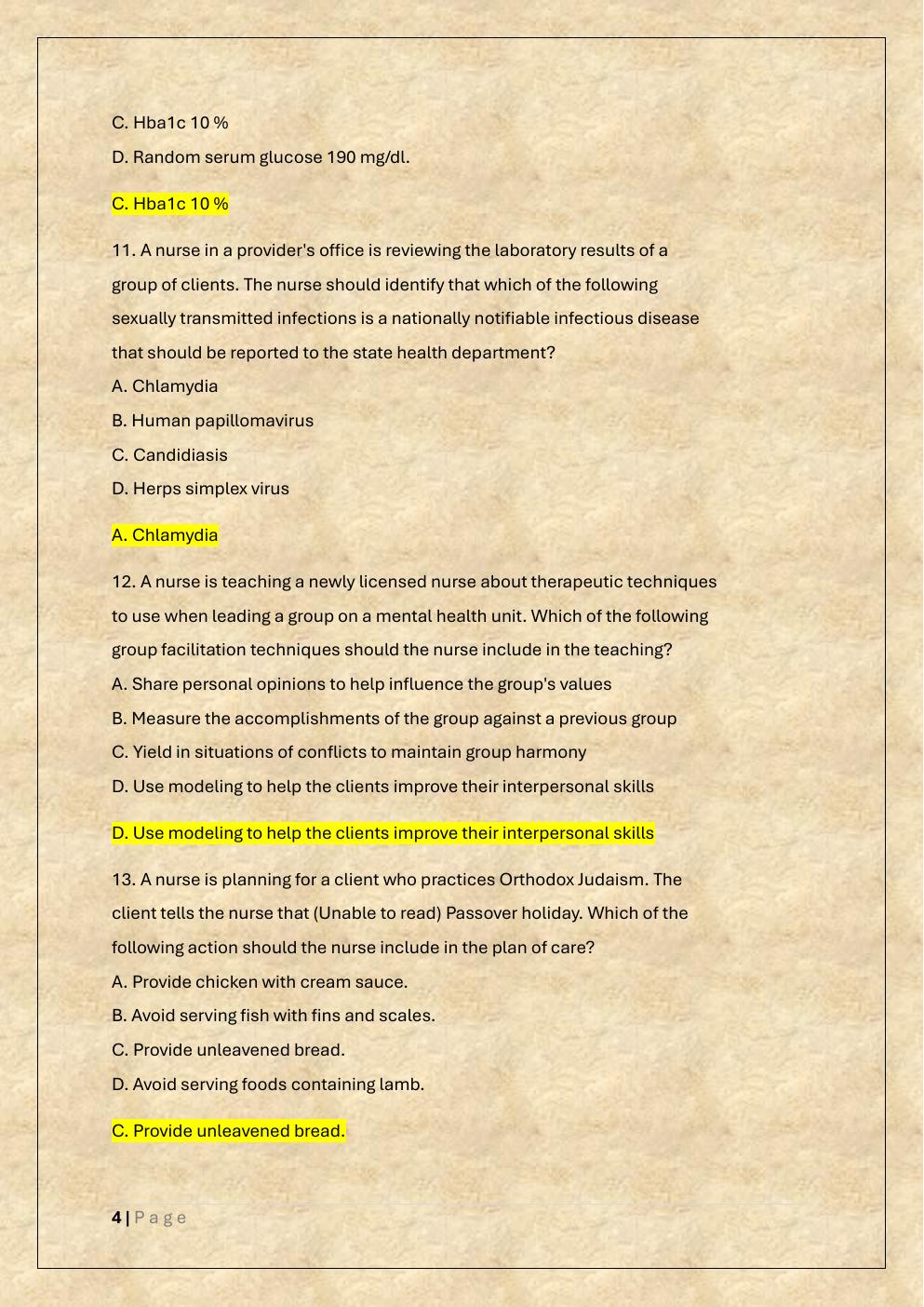 Preview page 4 of NGN ATI EXIT RN COMPREHENSIVE  PREDICTOR RETAKE EXAM (FORM A, B &  C) EXAM