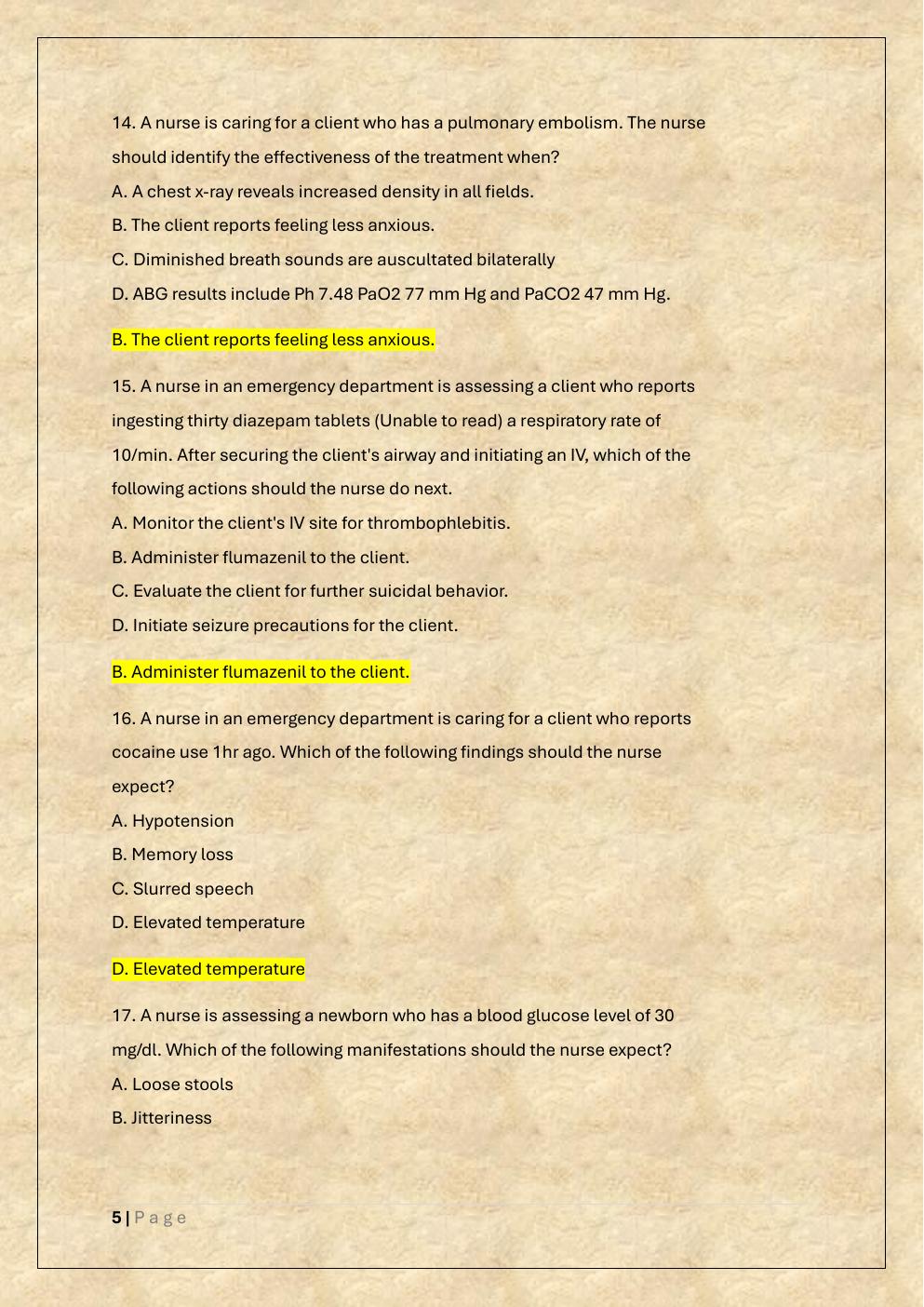 Preview page 5 of NGN ATI EXIT RN COMPREHENSIVE  PREDICTOR RETAKE EXAM (FORM A, B &  C) EXAM