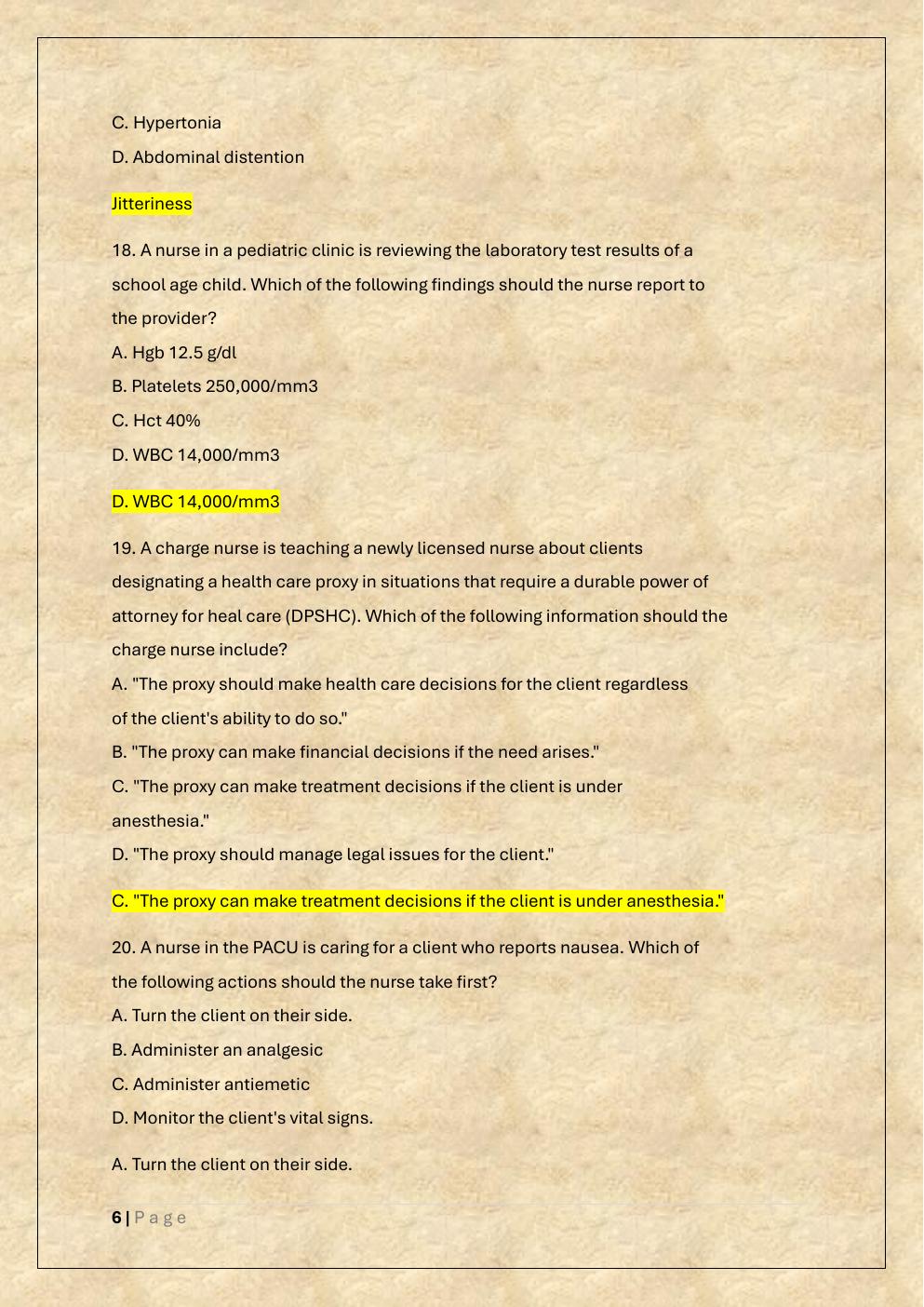 Preview page 6 of NGN ATI EXIT RN COMPREHENSIVE  PREDICTOR RETAKE EXAM (FORM A, B &  C) EXAM