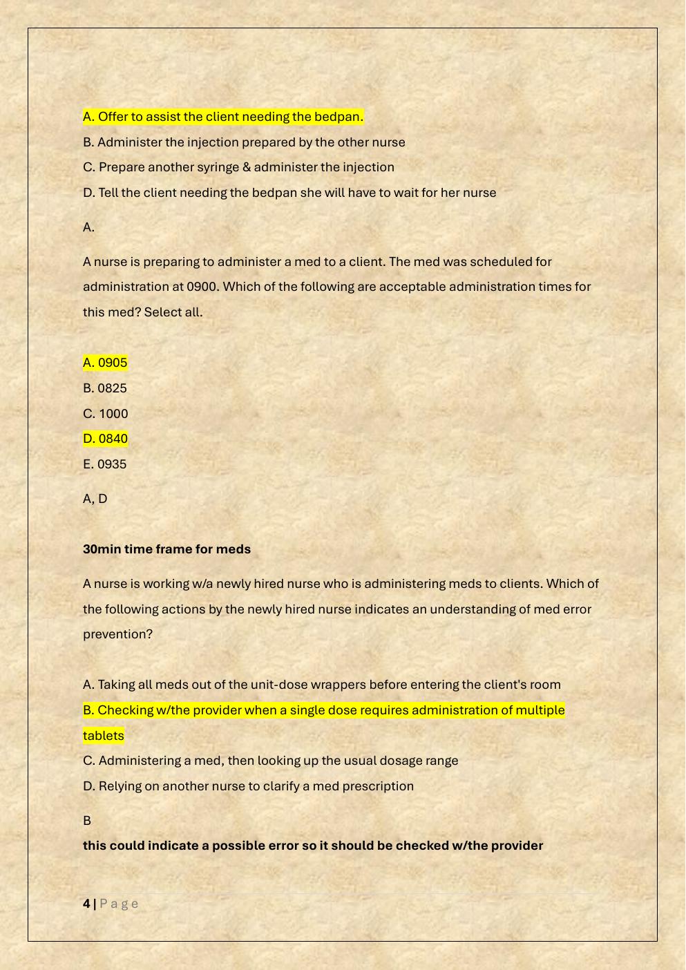 Preview page 4 of ATI RN FUNDAMENTALS PROCTORED EXAM  A, B, RETAKE & STUDY GUIDE WITH NGN