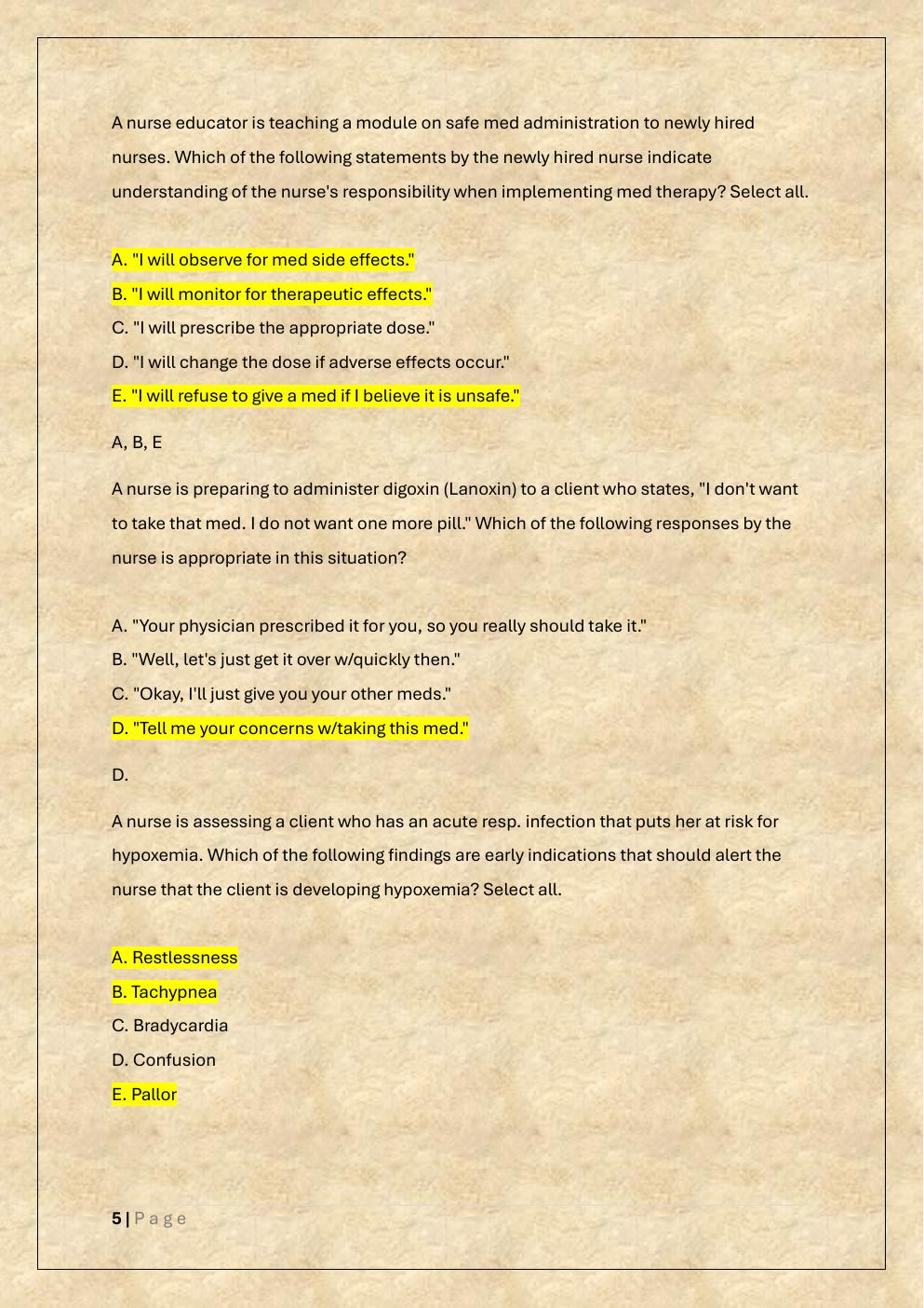 Preview page 5 of ATI RN FUNDAMENTALS PROCTORED EXAM  A, B, RETAKE & STUDY GUIDE WITH NGN