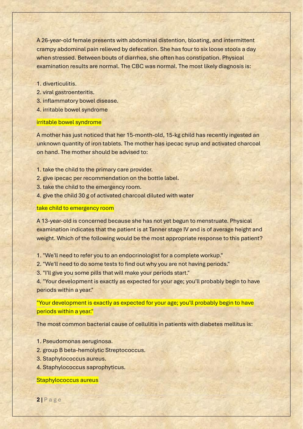 Preview page 2 of AANP PRACTICE QUESTIONS |FNP  CERTIFICATION EXAM REVIEW & STUDY  GUIDE