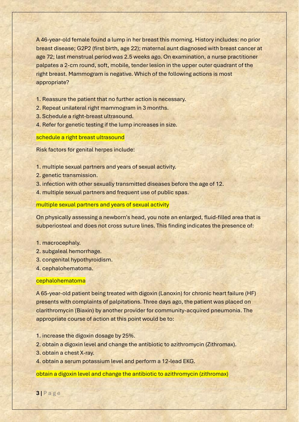 Preview page 3 of AANP PRACTICE QUESTIONS |FNP  CERTIFICATION EXAM REVIEW & STUDY  GUIDE