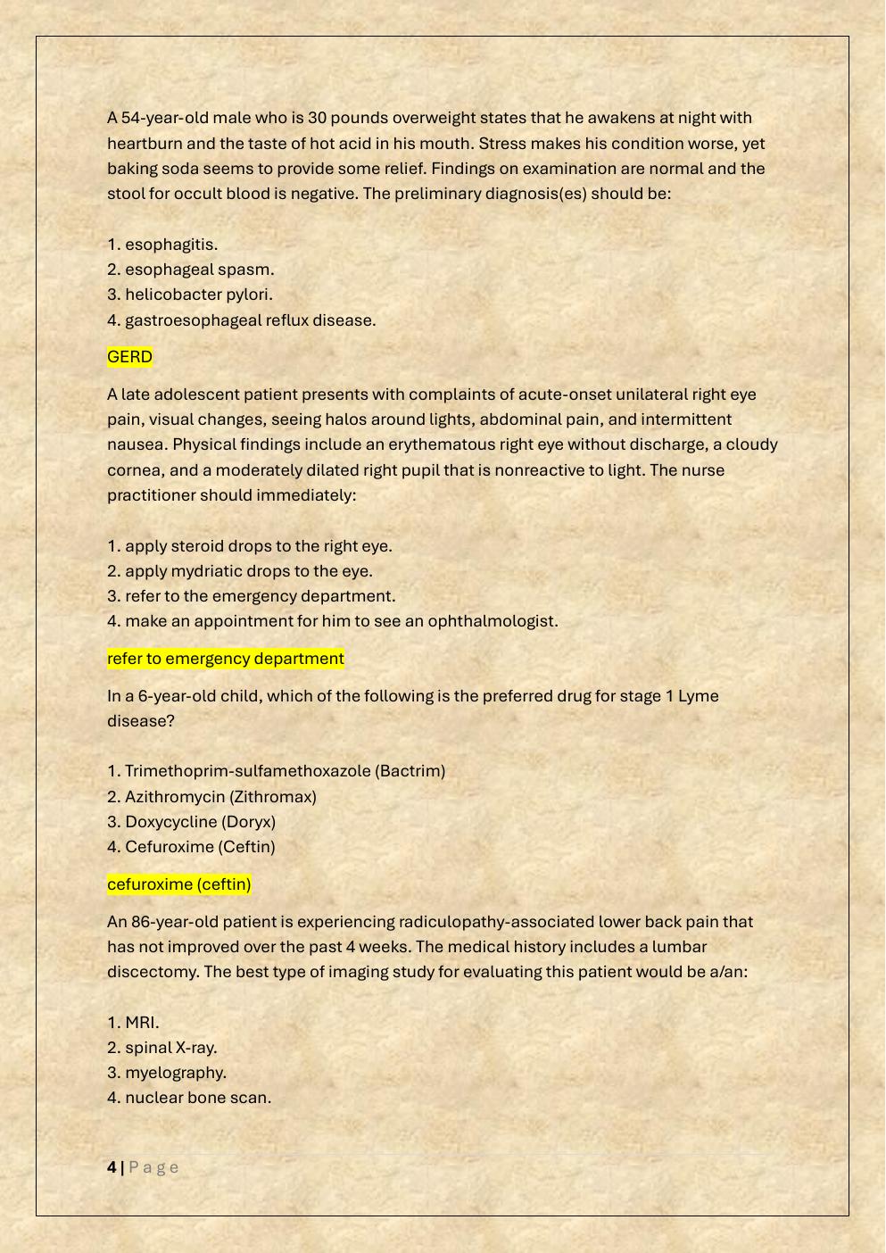 Preview page 4 of AANP PRACTICE QUESTIONS |FNP  CERTIFICATION EXAM REVIEW & STUDY  GUIDE