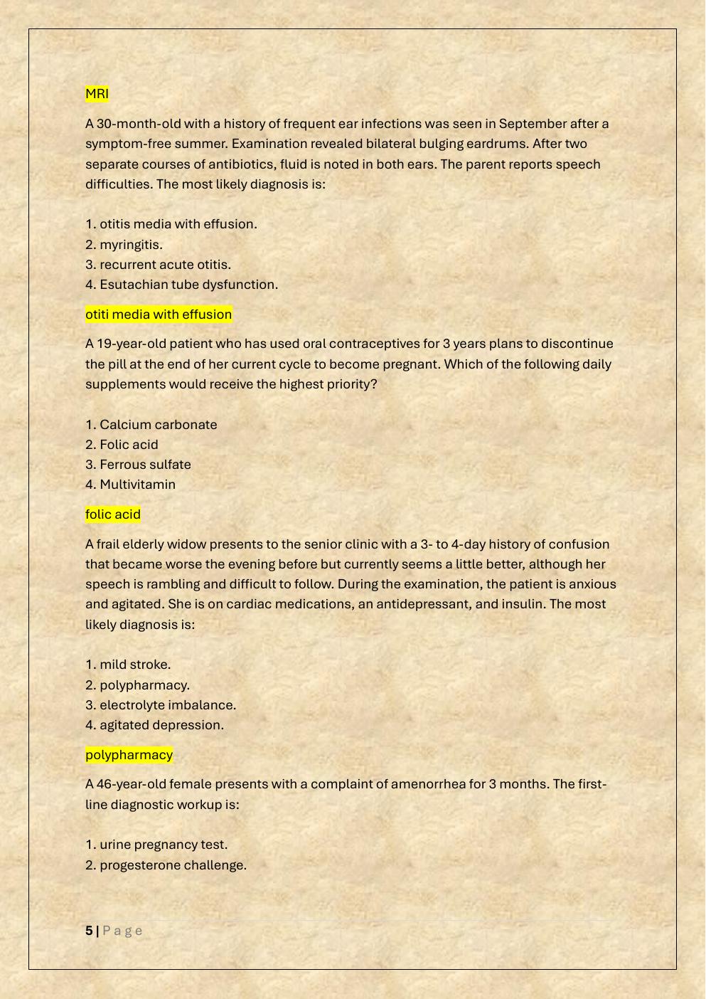 Preview page 5 of AANP PRACTICE QUESTIONS |FNP  CERTIFICATION EXAM REVIEW & STUDY  GUIDE