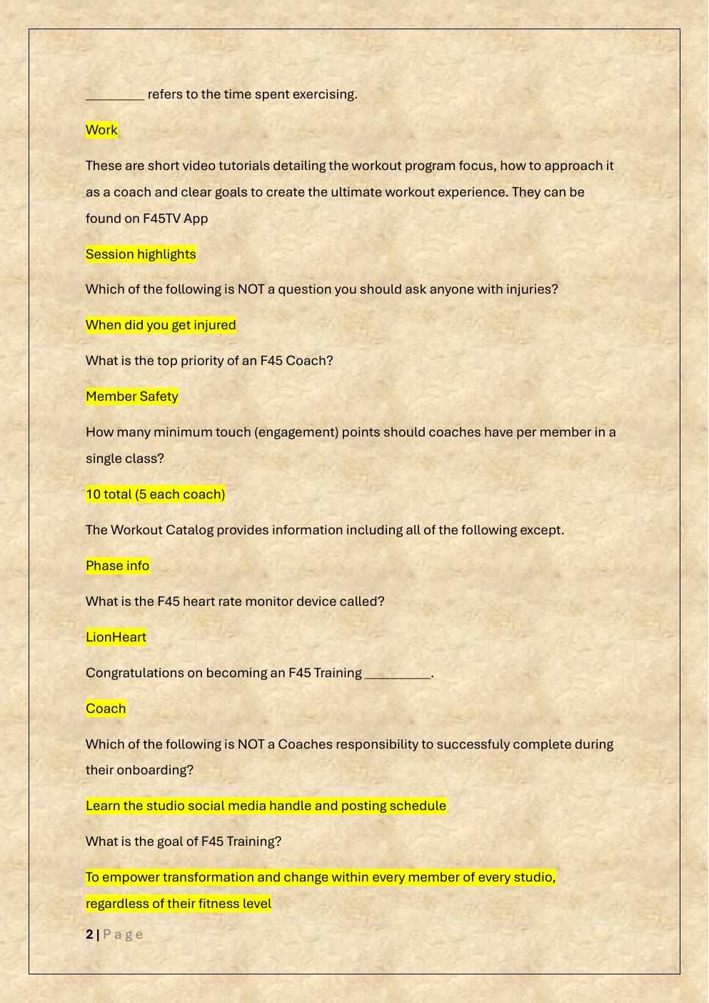 Preview page 2 of F45 COACH INFO CERTIFICATION PRACTICE  EXAM