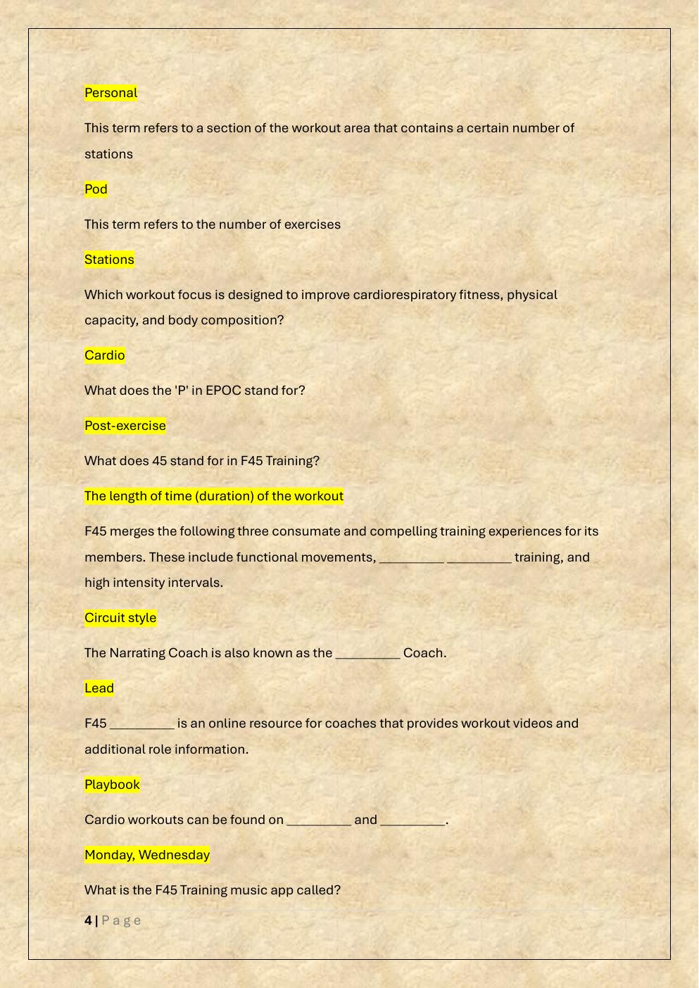 Preview page 4 of F45 COACH INFO CERTIFICATION PRACTICE  EXAM