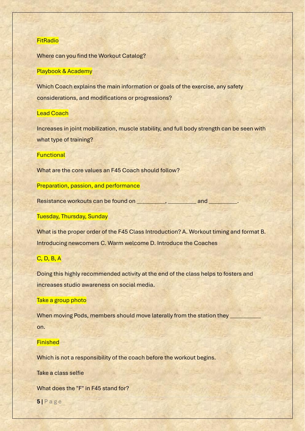 Preview page 5 of F45 COACH INFO CERTIFICATION PRACTICE  EXAM