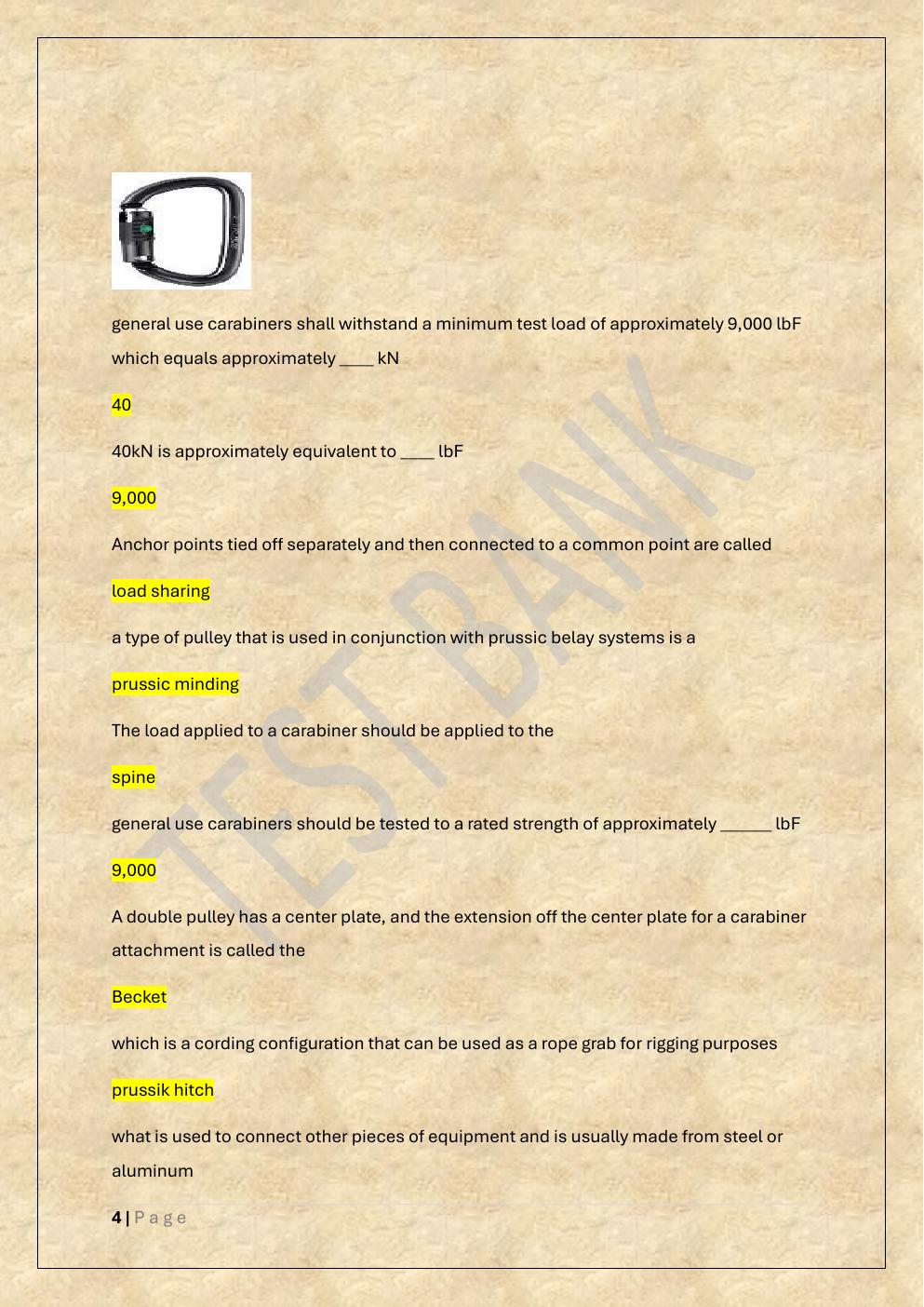 Preview page 4 of ROPE RESCUE TECHNICIAN 1 EXAM PREP  TEST BANK 2-a