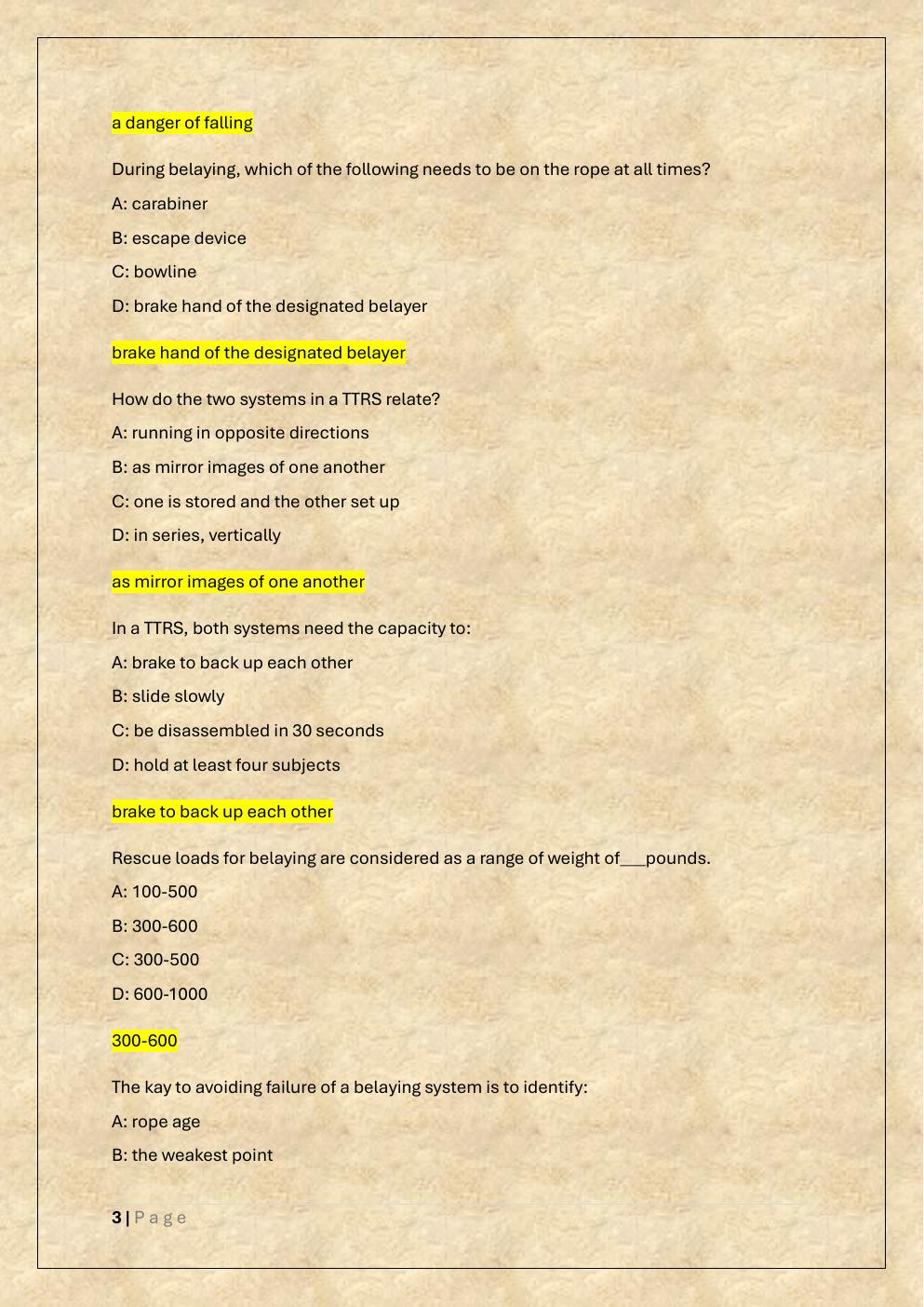 Preview page 3 of ROPE RESCUE OPERATION EXAM PREP TEST  BANK 1-a