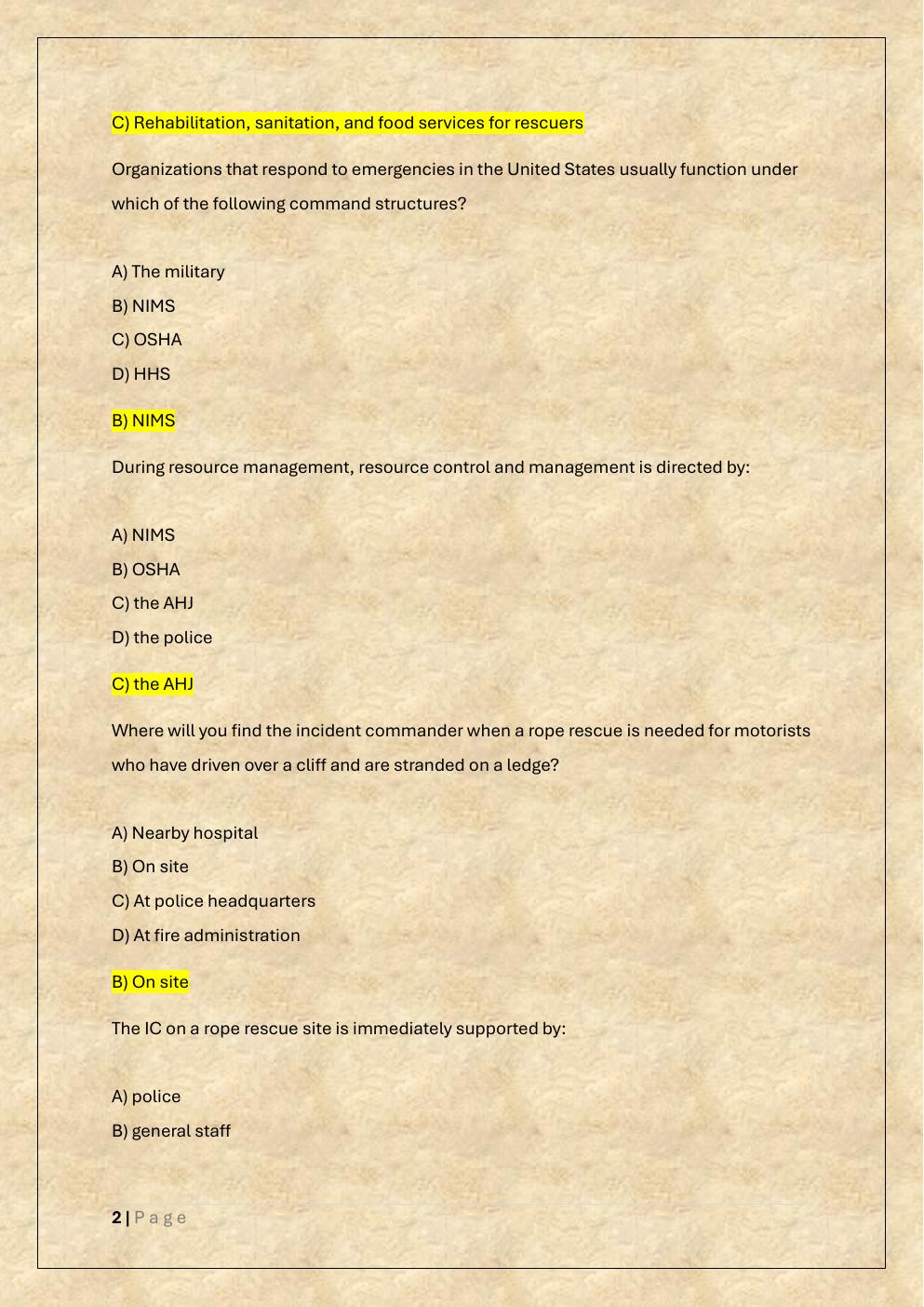 Preview page 2 of ROPE RESCUE OPERATION EXAM PREP TEST  BANK 2-a