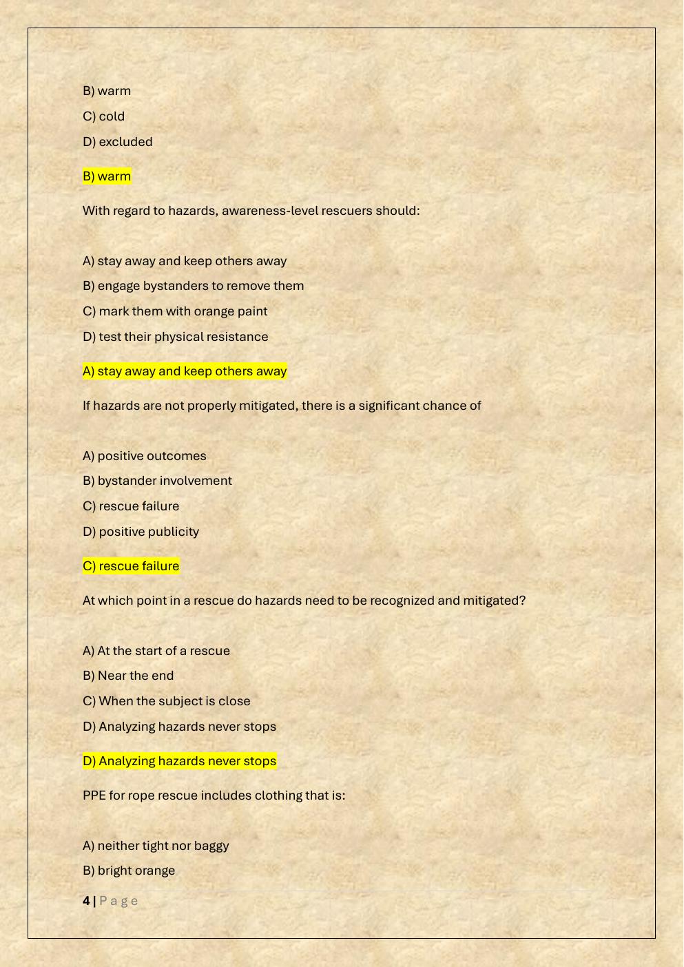 Preview page 4 of ROPE RESCUE OPERATION EXAM PREP TEST  BANK 2-a