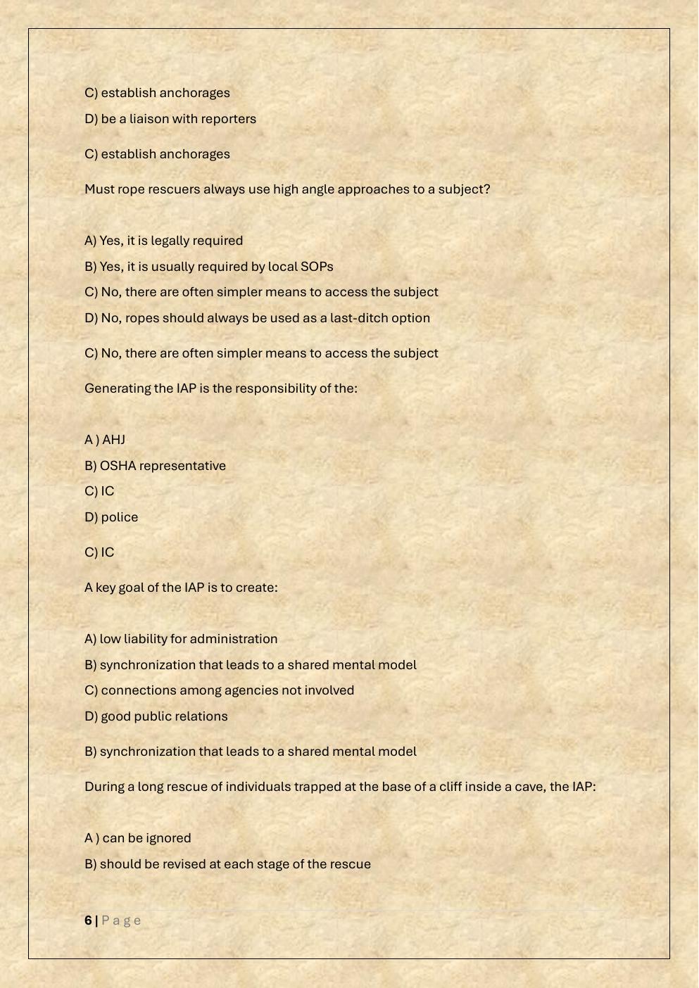 Preview page 6 of ROPE RESCUE OPERATION EXAM PREP TEST  BANK 2-a