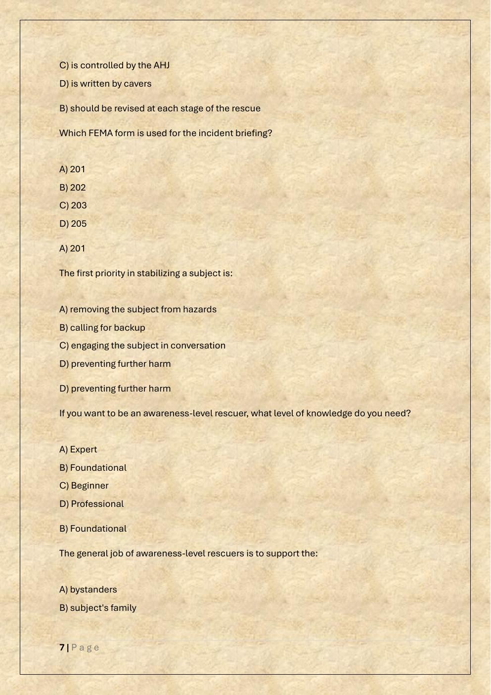 Preview page 7 of ROPE RESCUE OPERATION EXAM PREP TEST  BANK 2-a