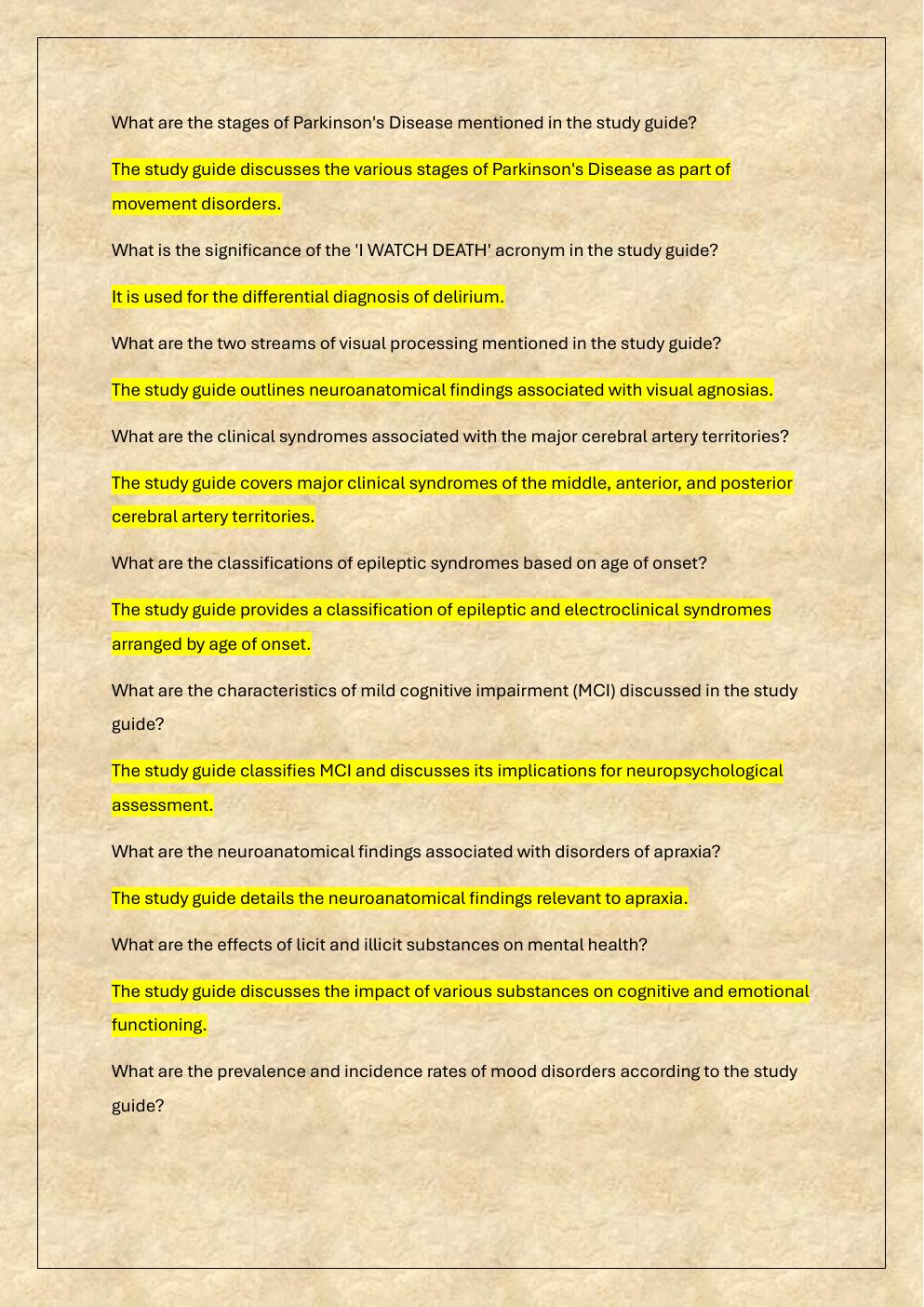 Preview page 2 of CLINICAL NEUROPSYCHOLOGY BOARD  PRACTICE TEST EXAM