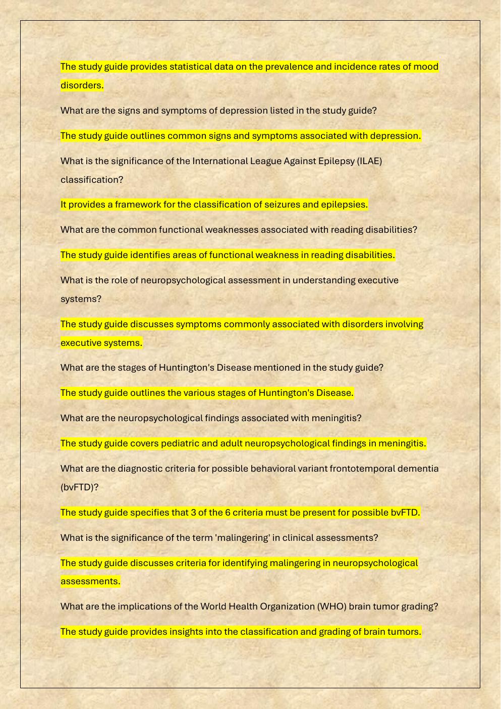 Preview page 3 of CLINICAL NEUROPSYCHOLOGY BOARD  PRACTICE TEST EXAM